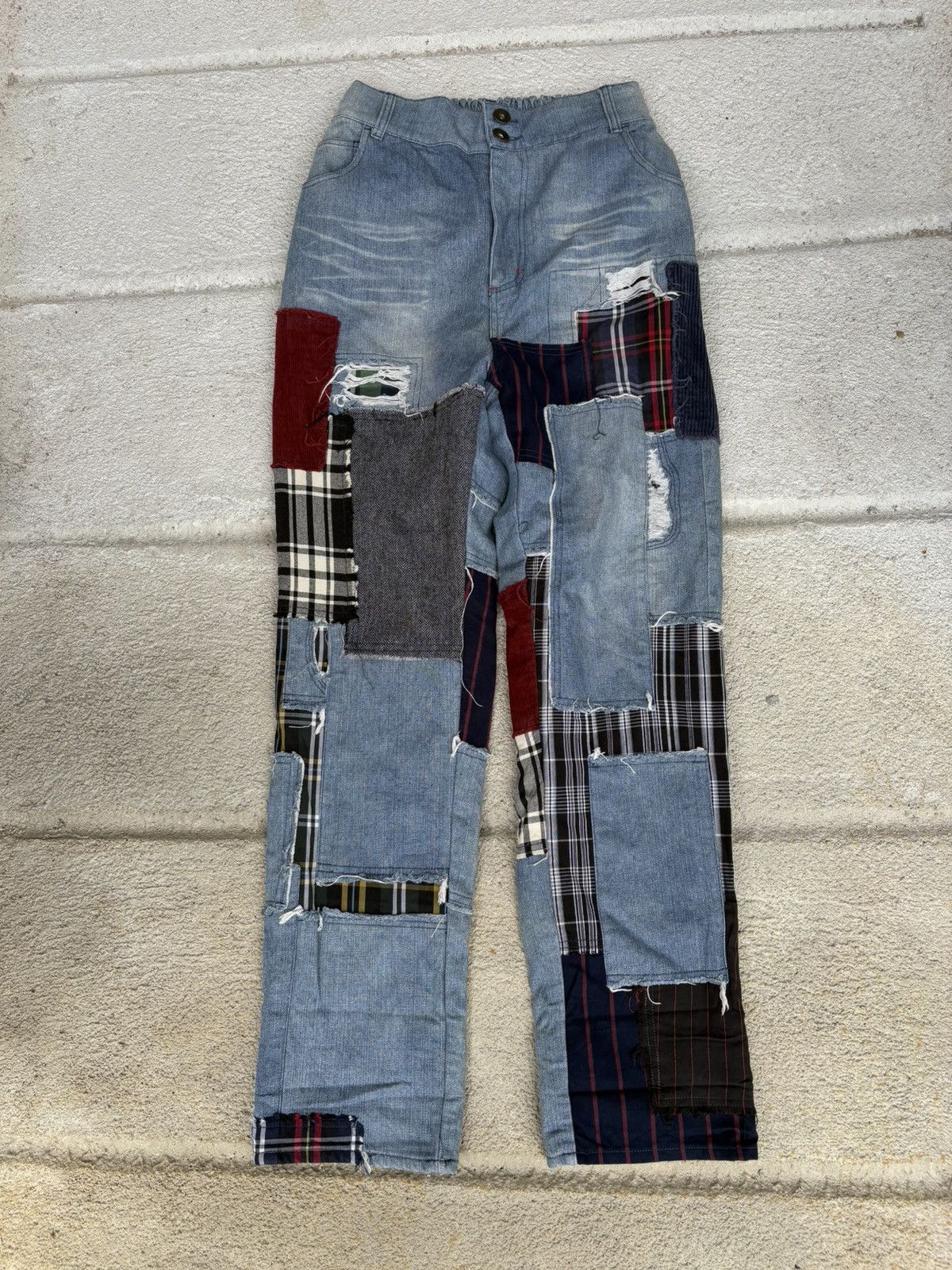 Japanese Brand Japanese Patchwork Denim Kapital Boro Style Elastic Waist Size US 30 / EU 46 - 2 Thumbnail