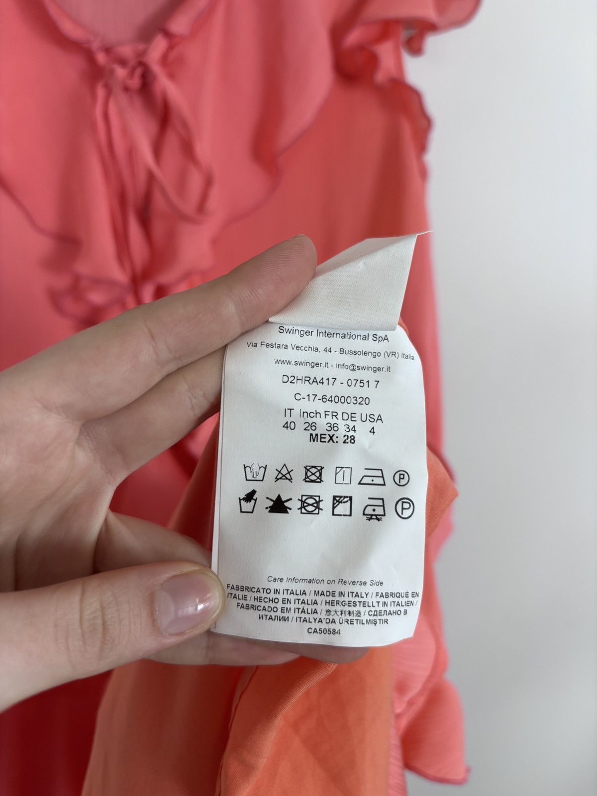 Versace Jeans Couture Versace Jeans Women’s Coral Chiffon Ruffle Mini Dress Size S / US 4 / IT 40 - 16 Thumbnail