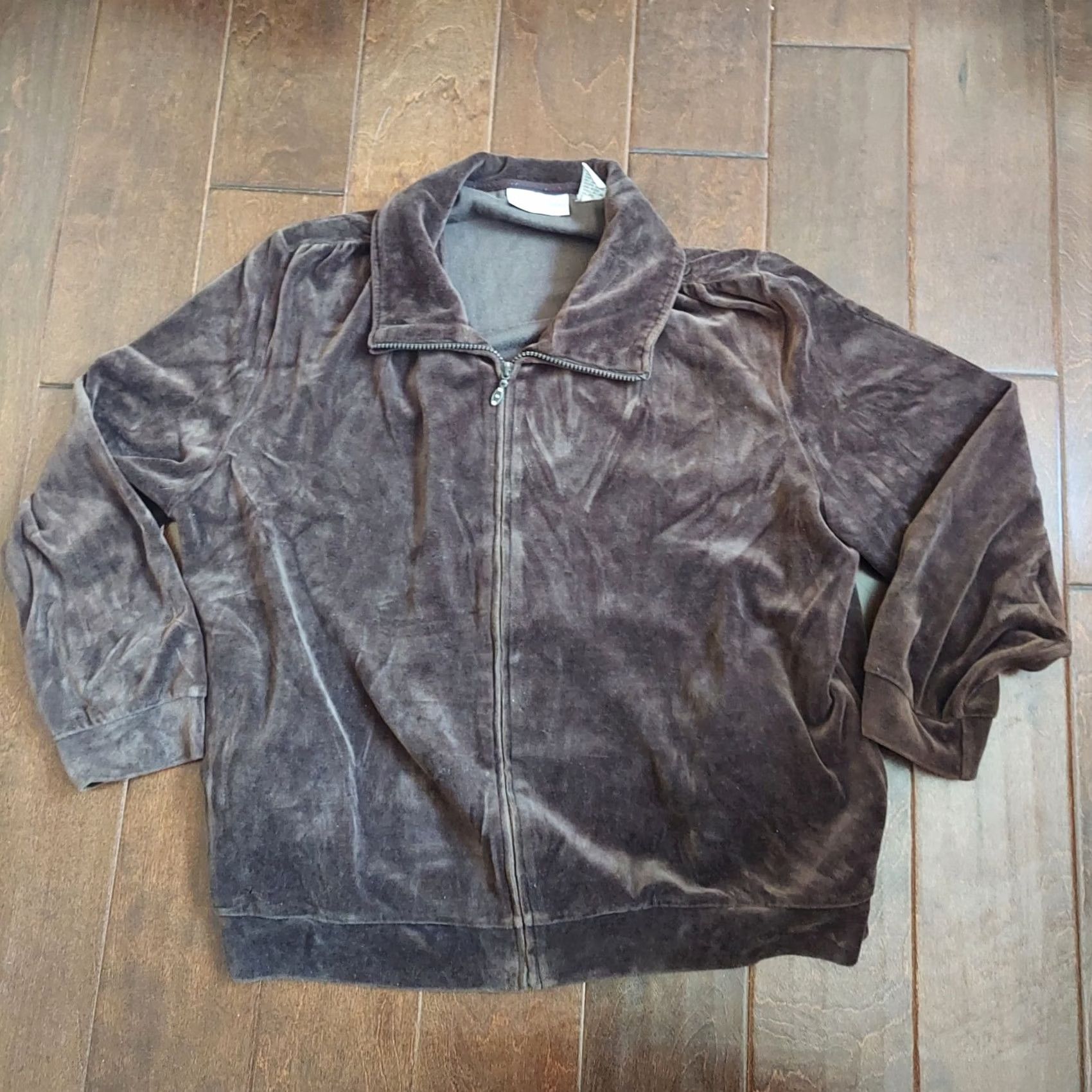 Vintage Drapers & Damons Petites Velour Sweater Jacket Brown Long Sleeve Zip PXL Womens Regular Casual Size XL / US 12-14 / IT 48-50 - 3 Thumbnail