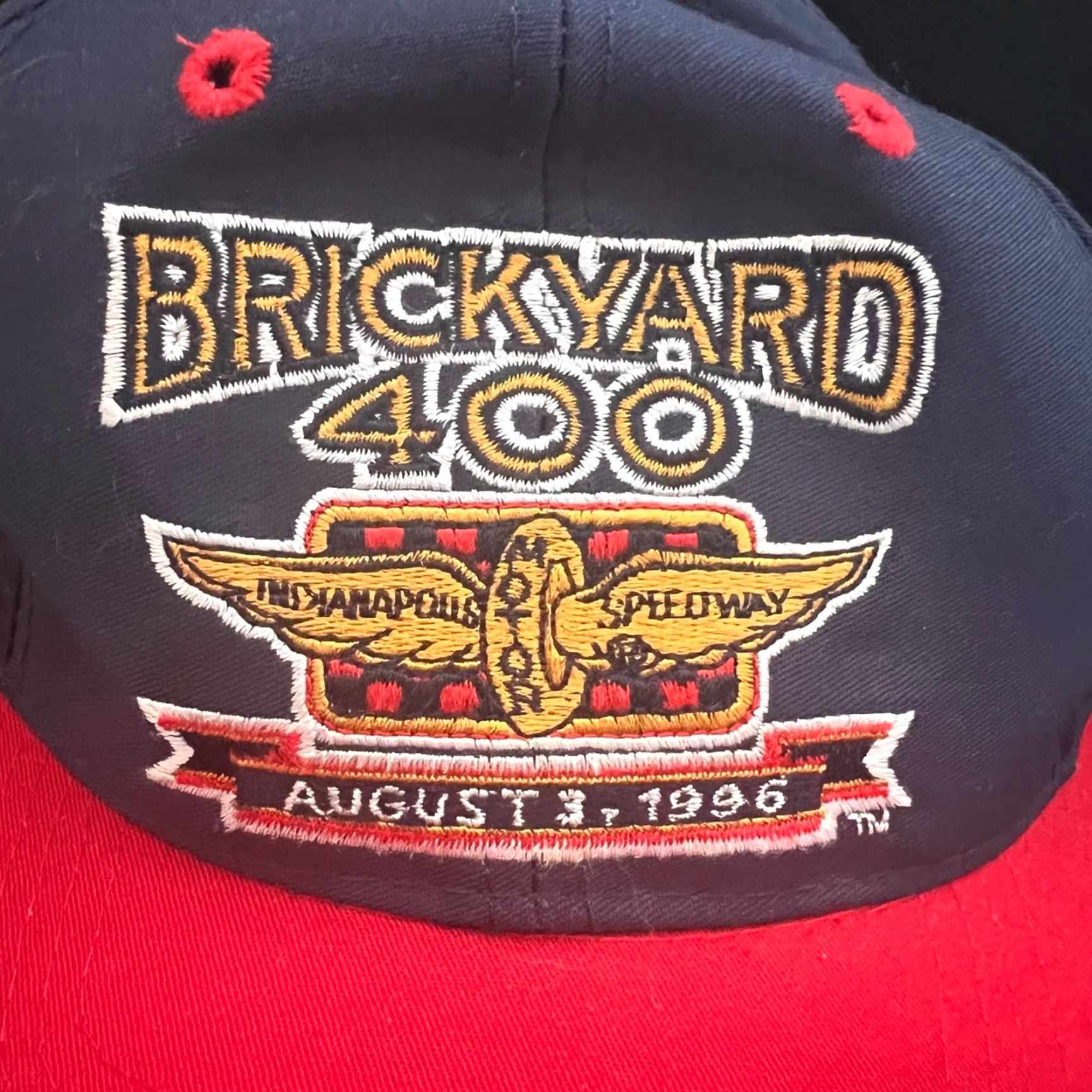 Logo 7 VINTAGE Logo 7 Hat Cap Snap Back Trucker Blue Red Mens 1996 Brickyard 400 White? Size ONE SIZE - 3 Thumbnail