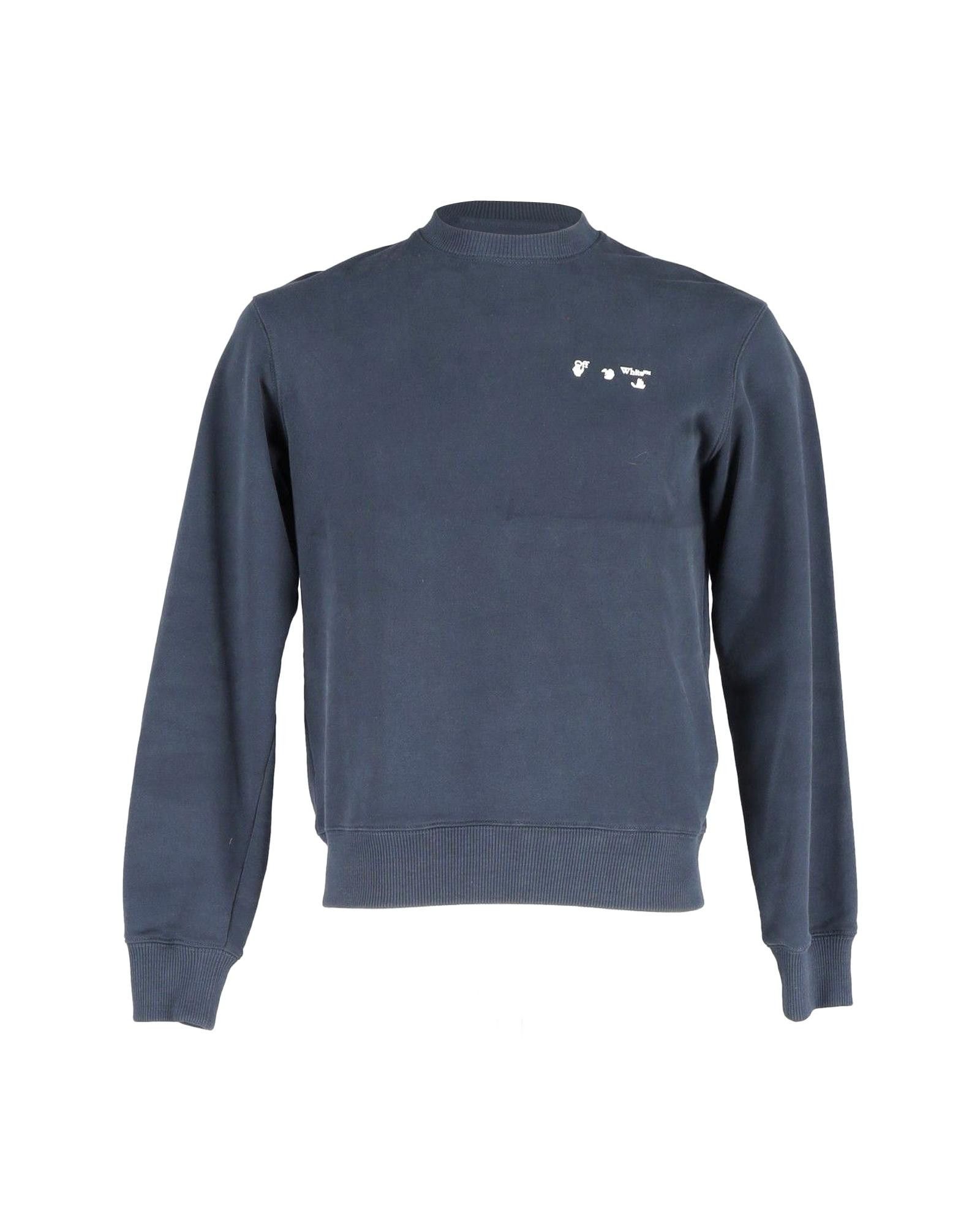 image of Off White Logo Navy Blue Sweatshirt In Cotton, Men's (Size XS)