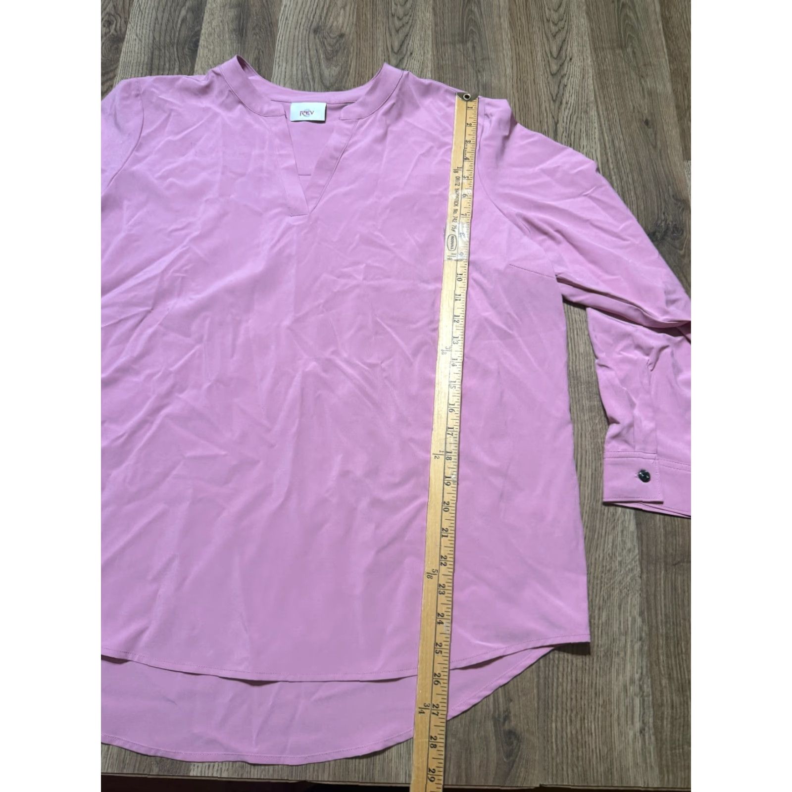 Vintage REV Blouse Women's XL Pink V-Neck Long Sleeve Shirt Casual Size XL / US 12-14 / IT 48-50 - 7 Thumbnail