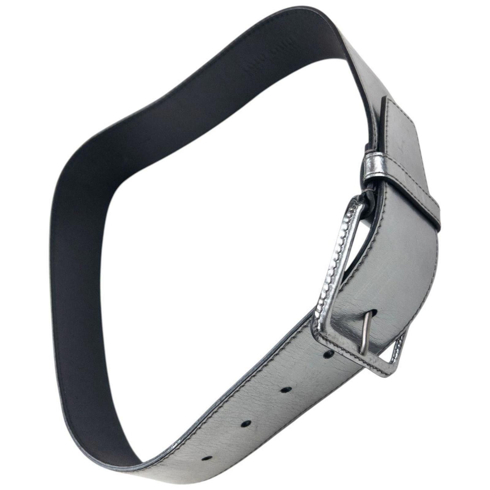 Miu Miu Vintage 2000s Miu Miu Metallic Leather Belt Size W26 Size ONE SIZE - 4 Thumbnail