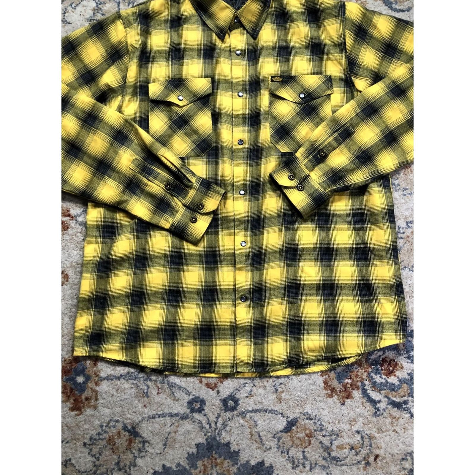 Vintage Dixxon Parham Panhead Shirt Mens XL Yellow Plaid Flannel Snap Front Motorcycle Size US L / EU 52-54 / 3 - 5 Thumbnail