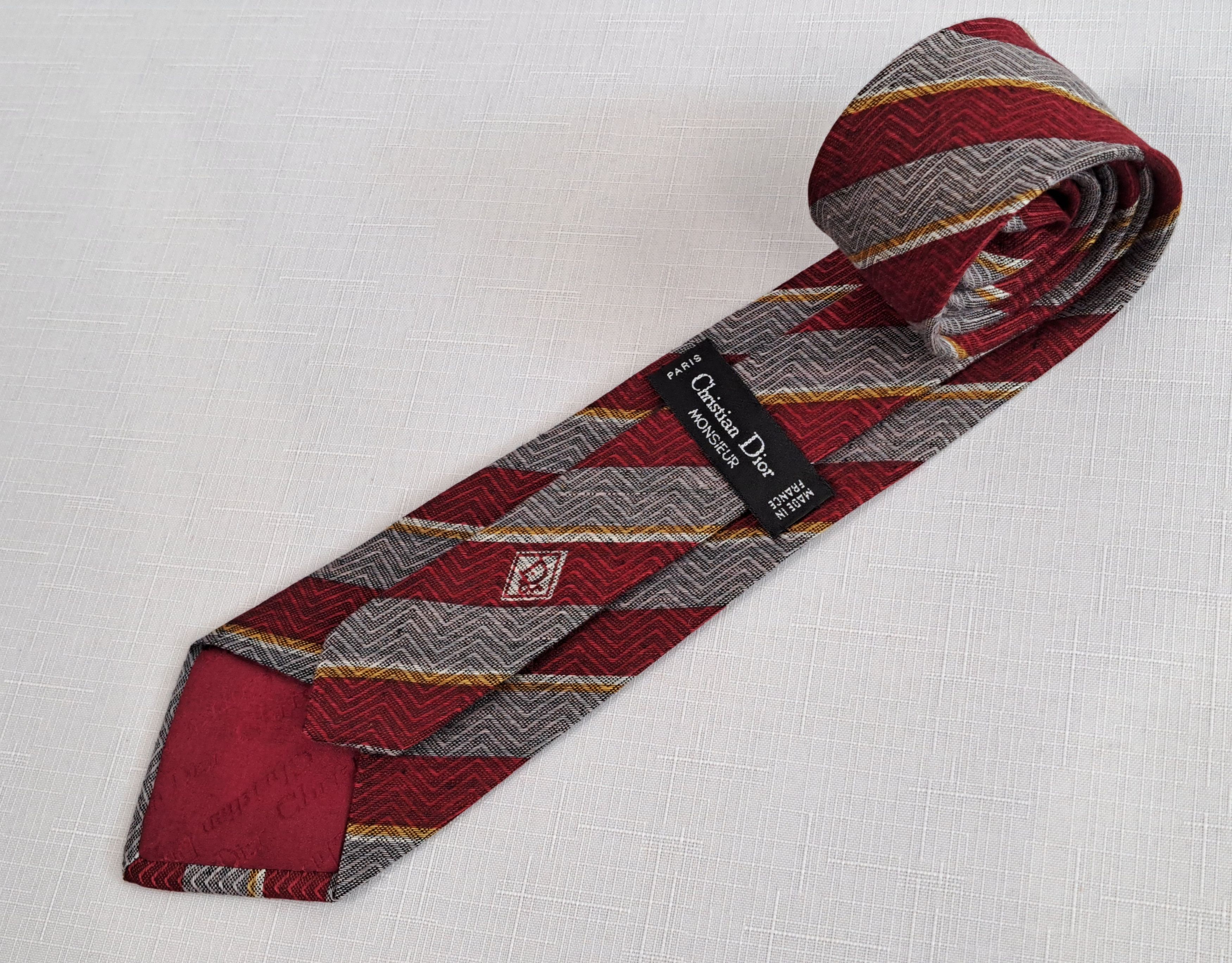 Dior × Vintage Vintage Christian Dior striped linen tie. Size ONE SIZE - 2 Thumbnail