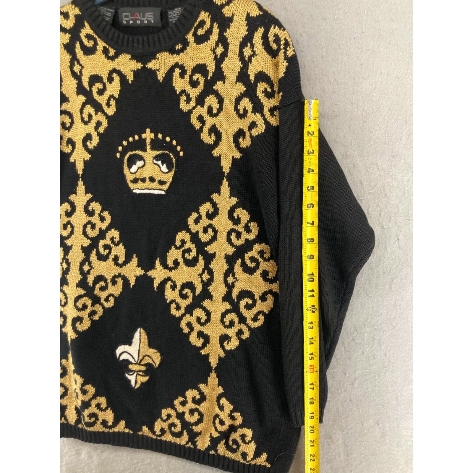 Vintage VINTAGE Chaus Sport Sweater Medium Black Geometric Shoulder Pads 80s 90s Womens Size M / US 6-8 / IT 42-44 - 4 Thumbnail