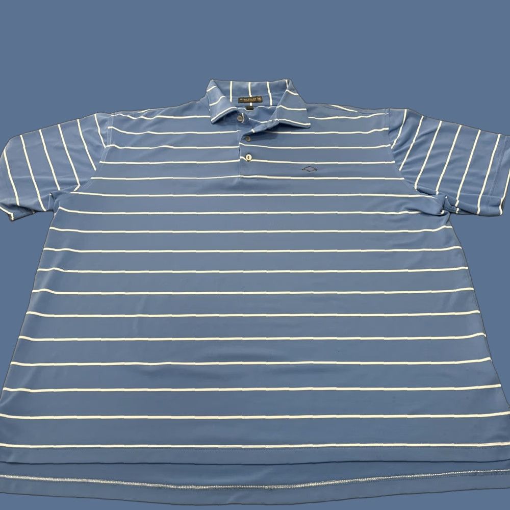 Peter Millar Peter Millar Polo Summer Comfort Mens XL Blue Striped Golf Course Logo Top Size US XL / EU 56 / 4 - 1 Thumbnail