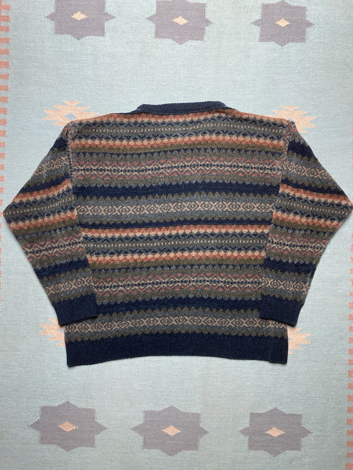 Vintage knit sweater acrylic rayon aztec geometric psychedelic XL Size US XL / EU 56 / 4 - 4 Thumbnail