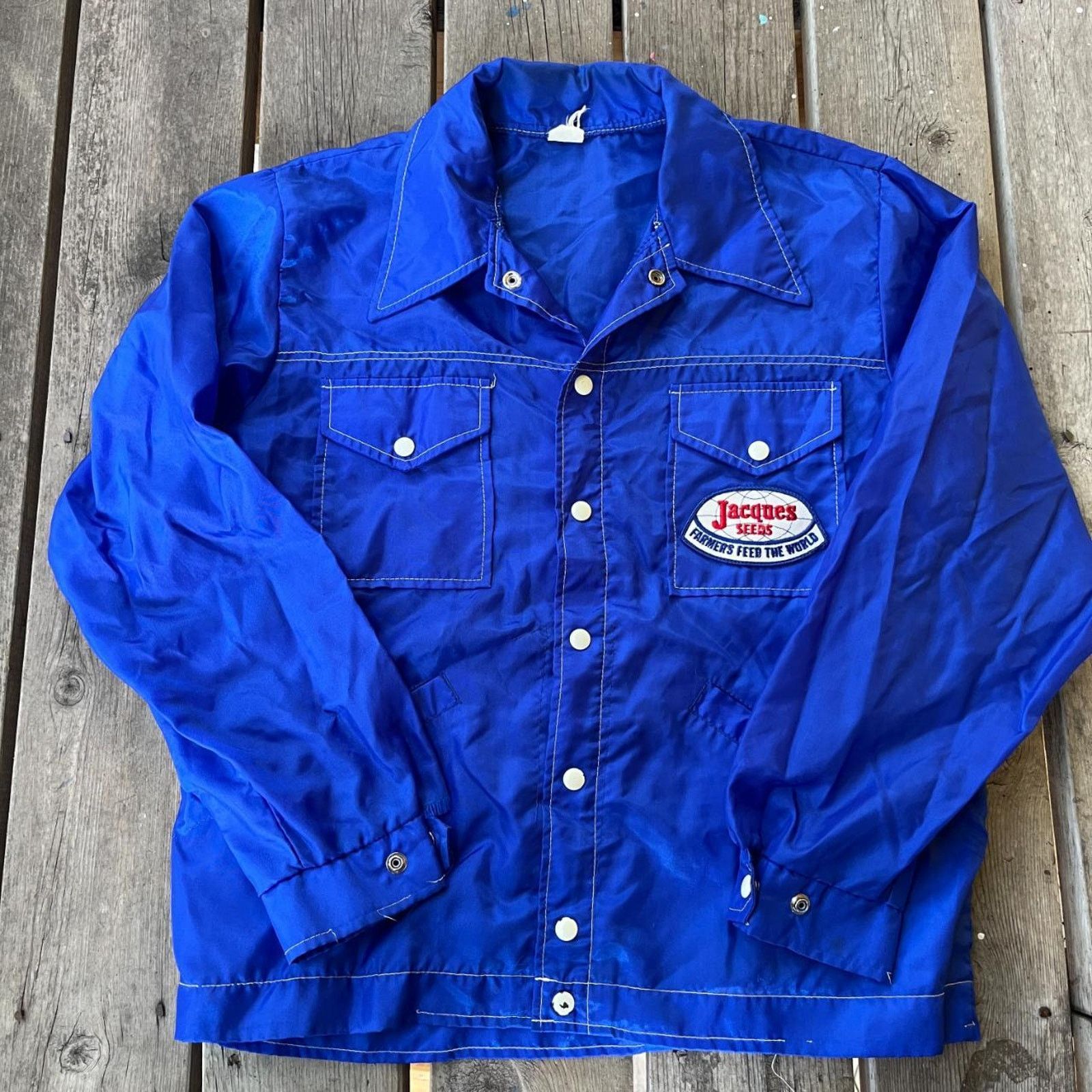 Vintage 1960s blue jacques seed company farmer windbreaker Size US L / EU 52-54 / 3 - 1 Thumbnail