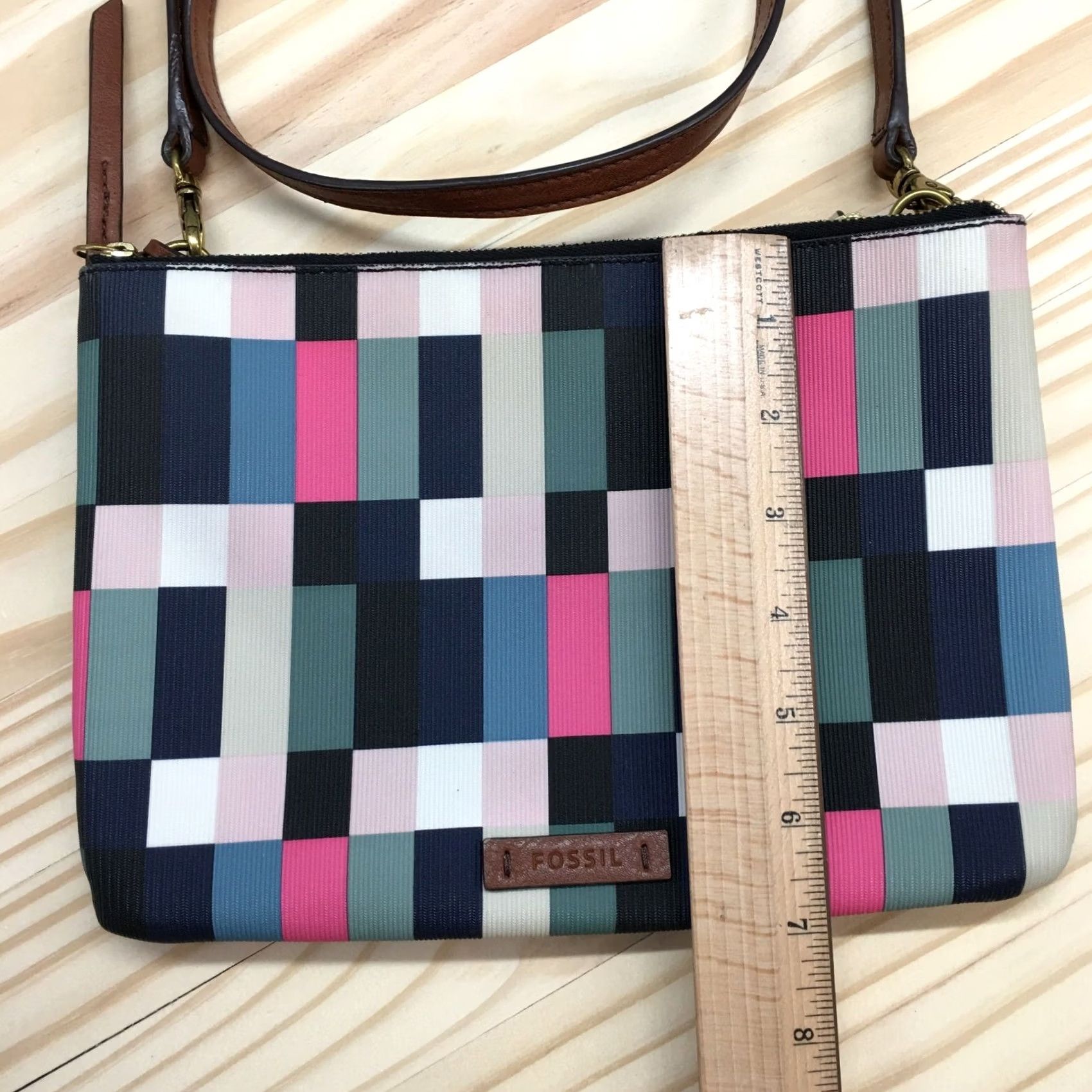 Fossil Fossil Devon Crossbody Bag Multicolor Colorblock Dual Zip Compartment Small Women's Crossbody Bag Size ONE SIZE - 4 Thumbnail