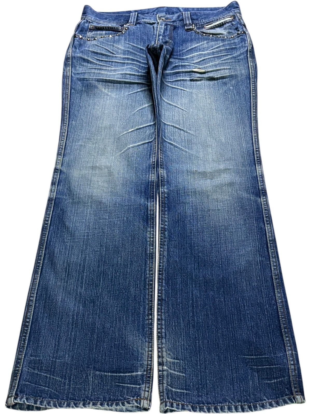Japanese Brand Vintage Japanese Brand Mud Wash Studded Bootcut Jeans Size US 32 / EU 48 - 1 Thumbnail