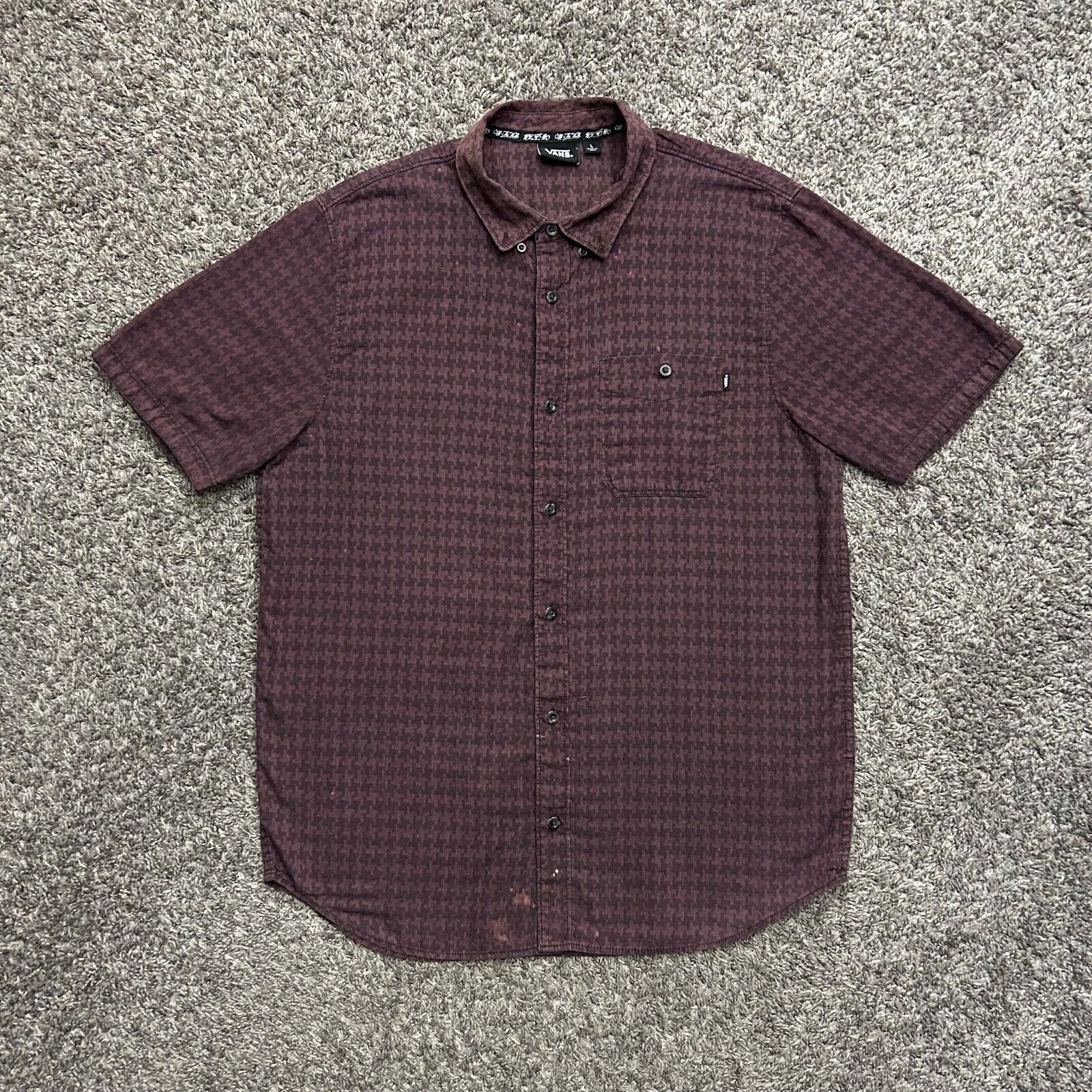 Vans Vans Houndstooth Shirt Button Up Cotton Blend Short Sleeve Size US L / EU 52-54 / 3 - 8 Thumbnail