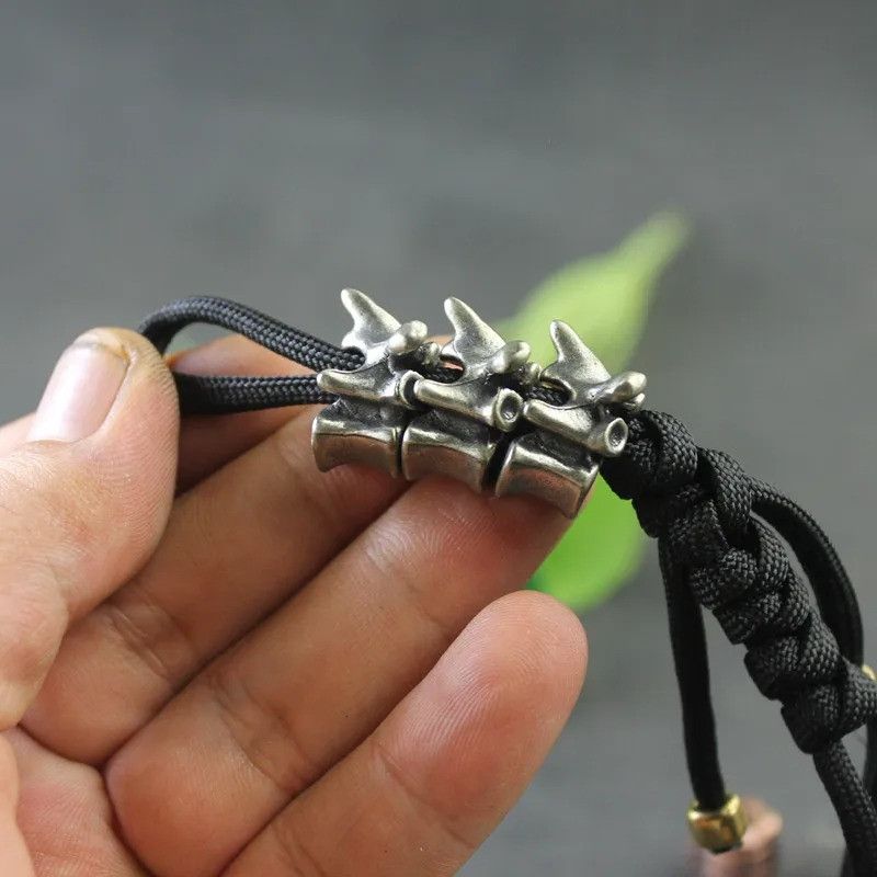Handmade 3Pcs Spine Bone Knife Beads Paracord Bead Zipper Umbrella Size ONE SIZE - 1 Thumbnail