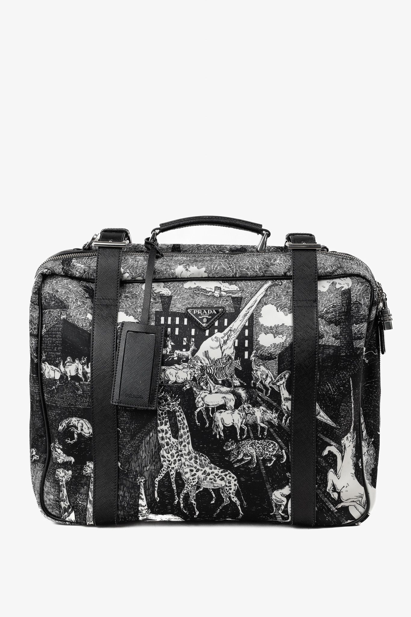 Prada Prada AW/16 Animal Kingdom Nero & Avorio Tessuto Suitcase Size ONE SIZE - 1 Thumbnail