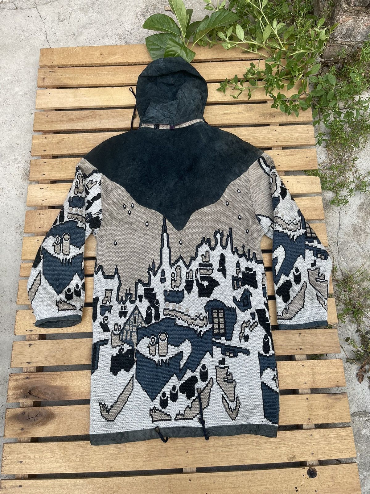Handmade WALTER PELLACCI PUGLIELLI ITALY LEATHER/KNIT ALL OVERPRINT Size US S / EU 44-46 / 1 - 2 Thumbnail