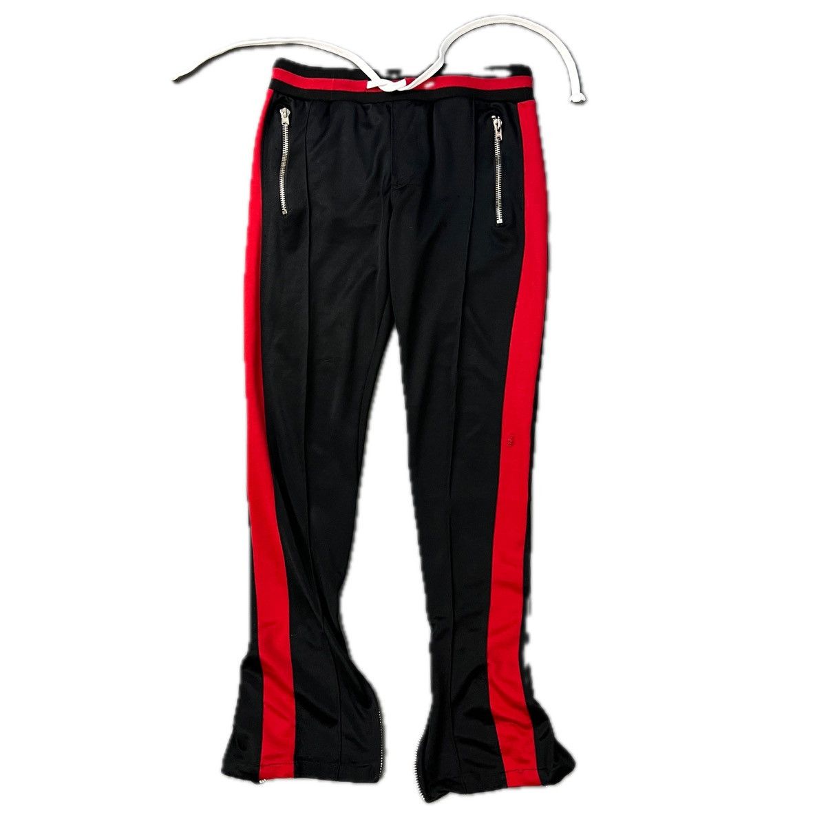 Designer Red and Black Pinstripe Zip Leg Sweatpants Size US 31 - 1 Thumbnail