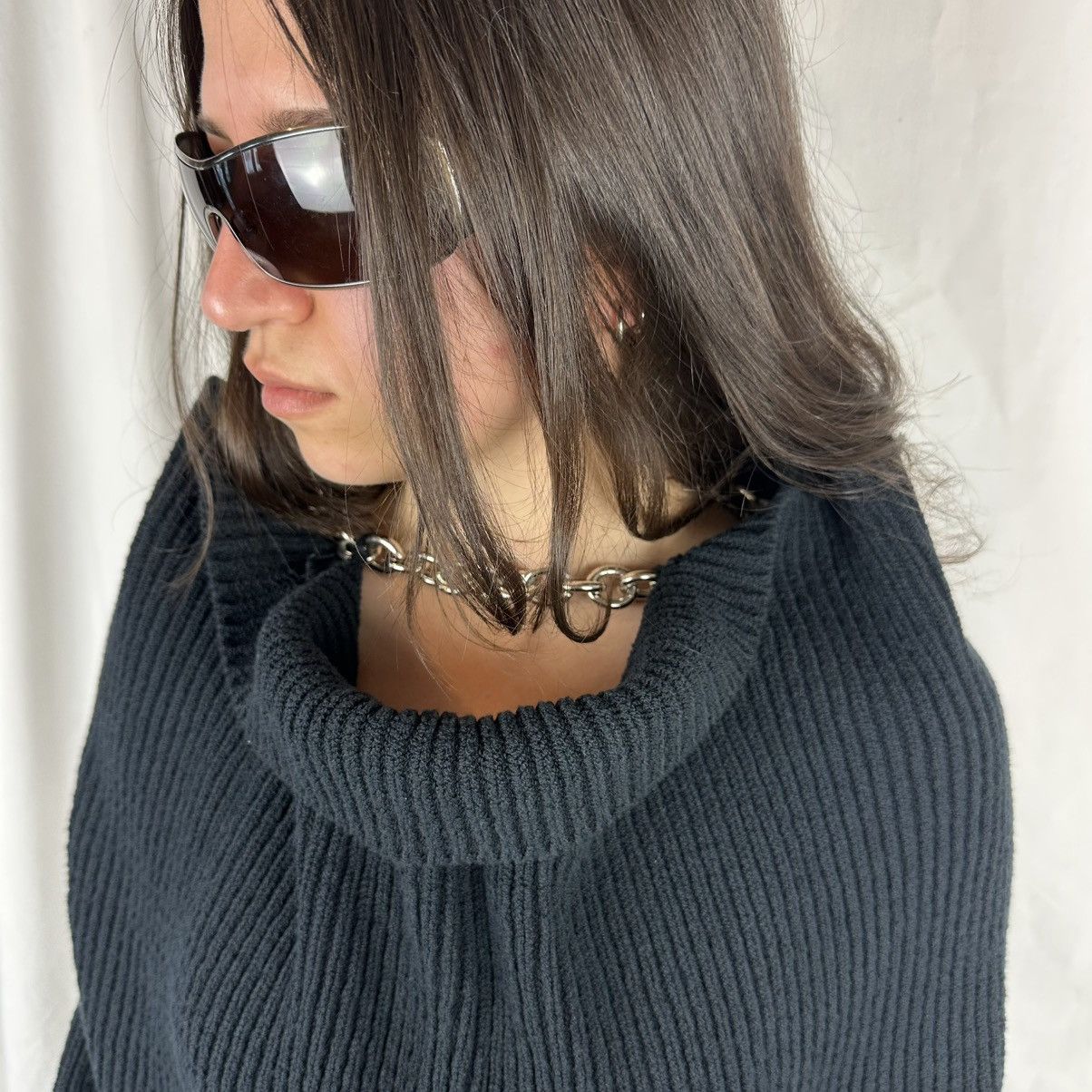 Y/Project Y/Project Draped Chain Ribbed Sweater Size L / US 10 / IT 46 - 9 Thumbnail