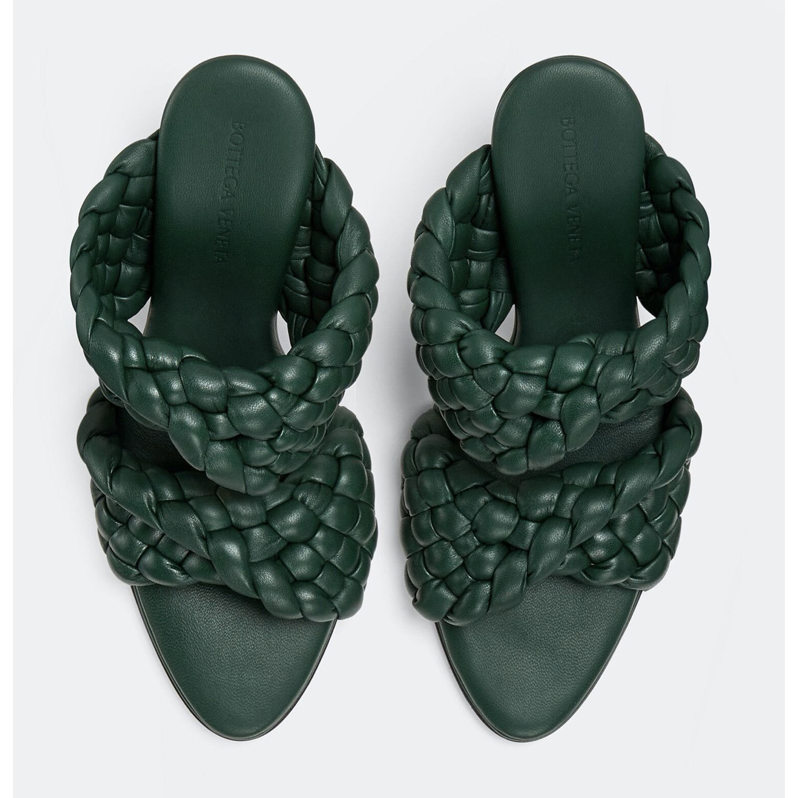 Bottega Veneta Curve Padded Vert Foncee Leather Sandal Mule Heel Pump 36.5 Size US 6.5 / IT 36.5 - 7 Thumbnail
