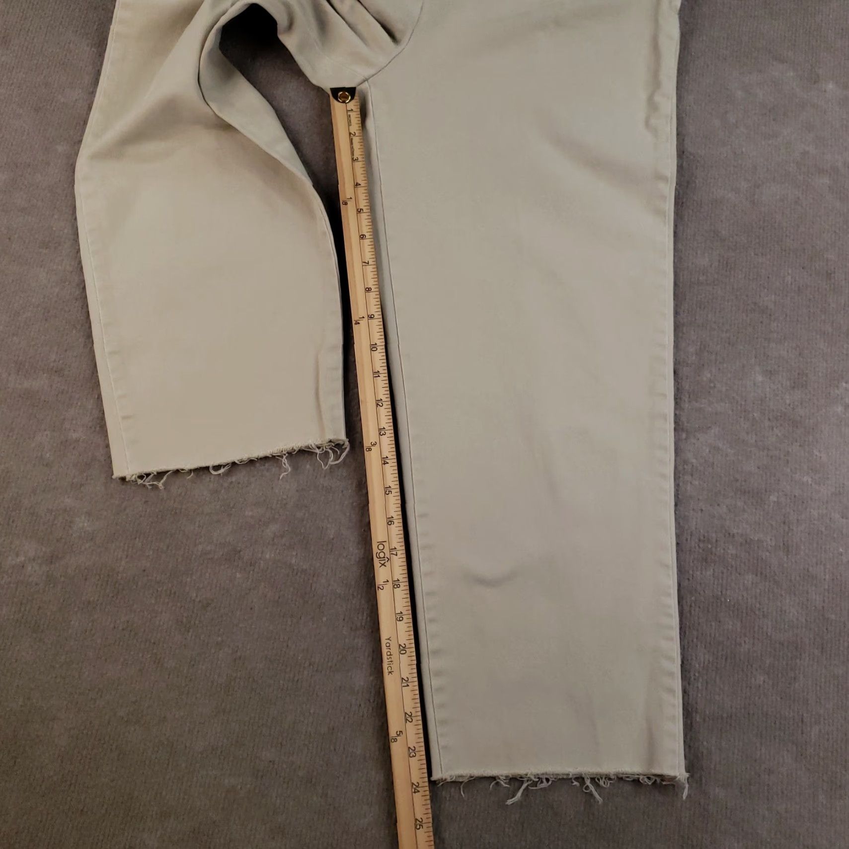 Ralph Lauren VINTAGE Ralph Lauren Pants Womens 12 Khaki Beige High Rise Straight Cropped Frayed Size 34" / US 12 / IT 48 - 2 Thumbnail