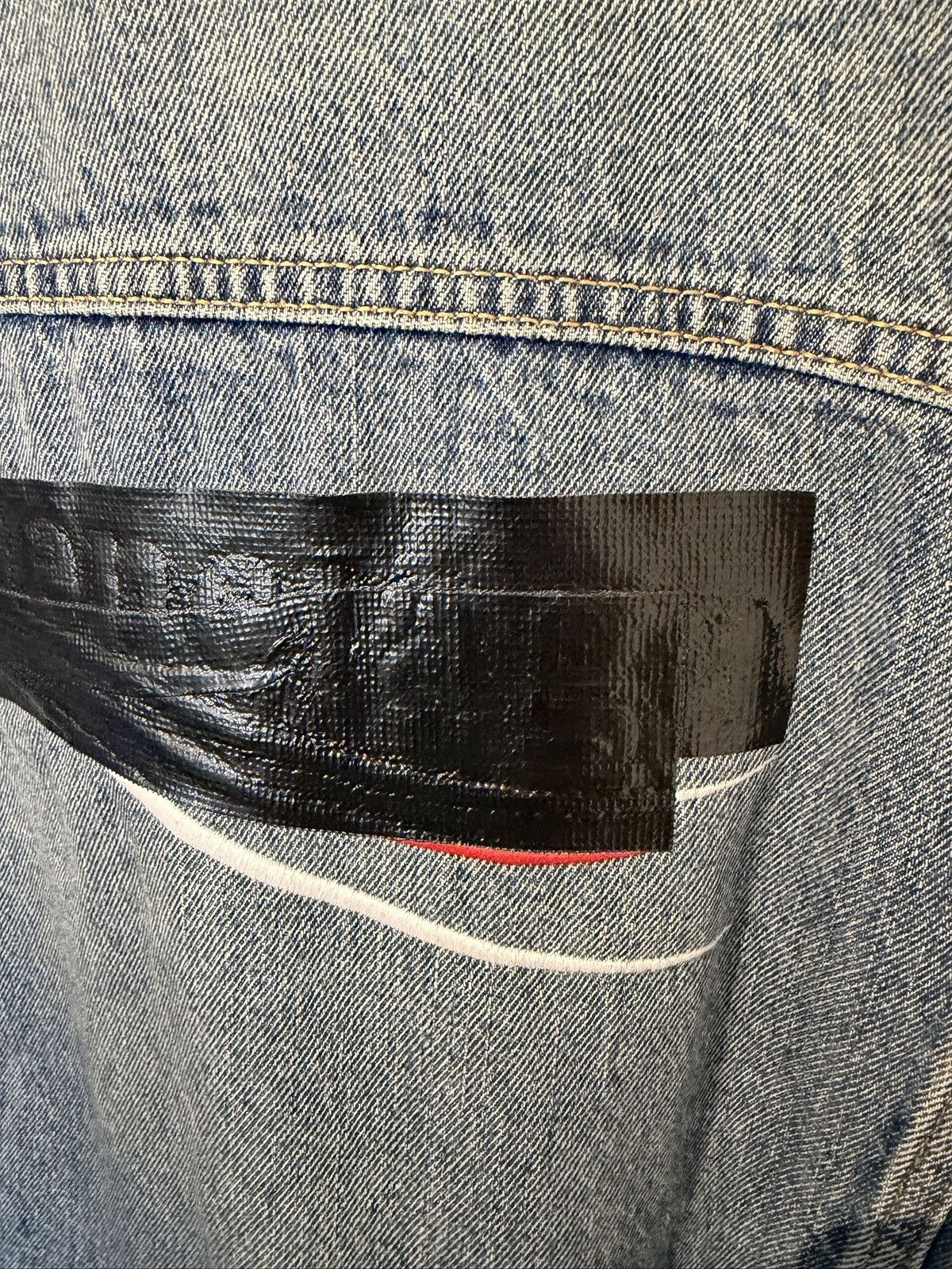 Balenciaga Balenciaga Taped Logo Denim Jacket Size US XL / EU 56 / 4 - 10 Thumbnail