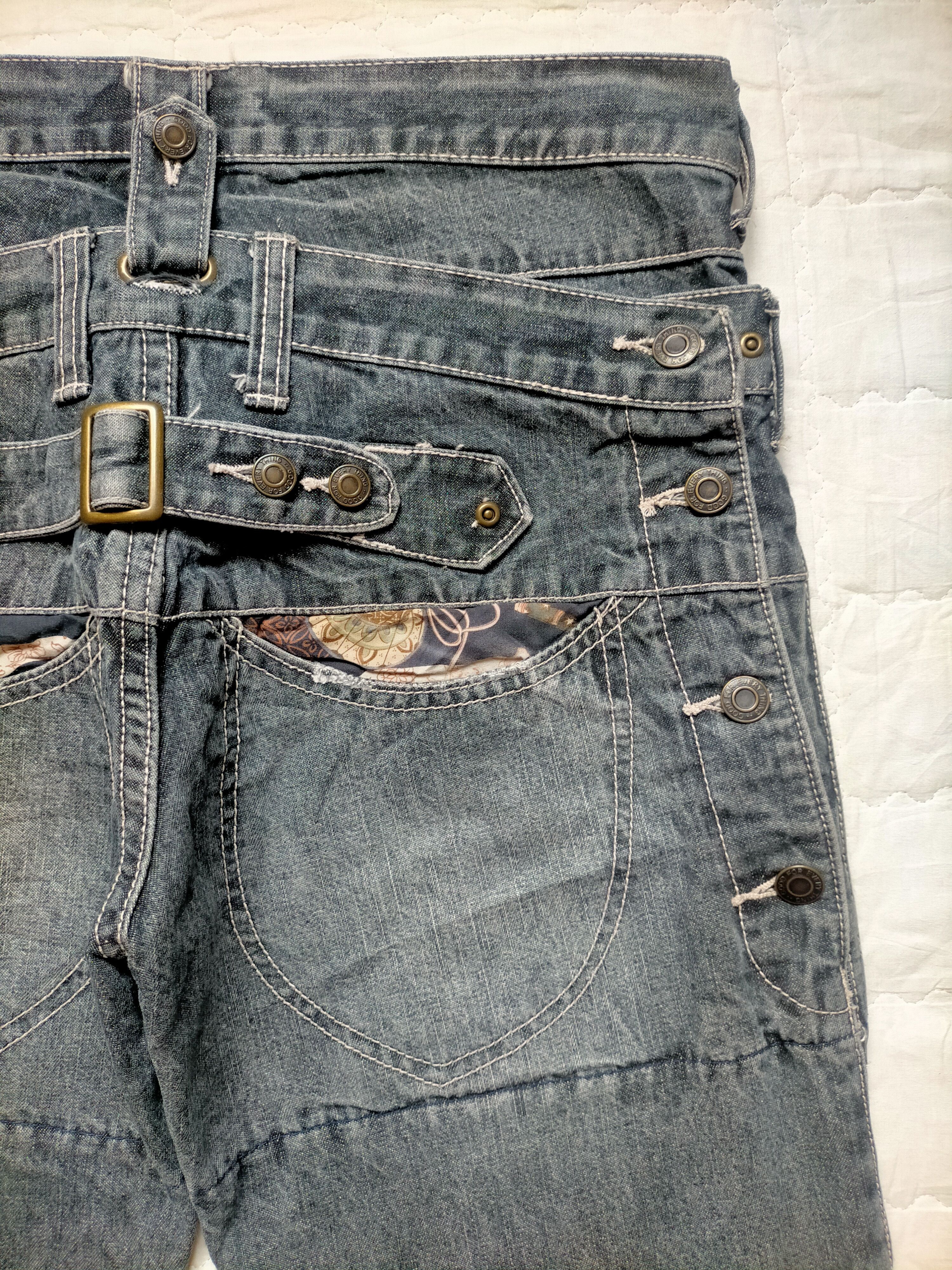 Le Grande Bleu (L.G.B.) 🔥Rare Dog House Double Waist Buckleback Black jeans Size US 32 / EU 48 - 14 Thumbnail