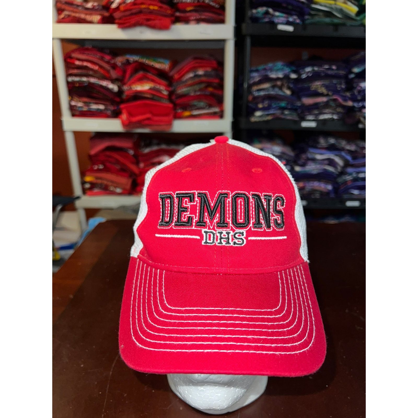 Vintage Vintage Demons Hat DHS Red White Cap Headwear NWT Size ONE SIZE - 1 Thumbnail