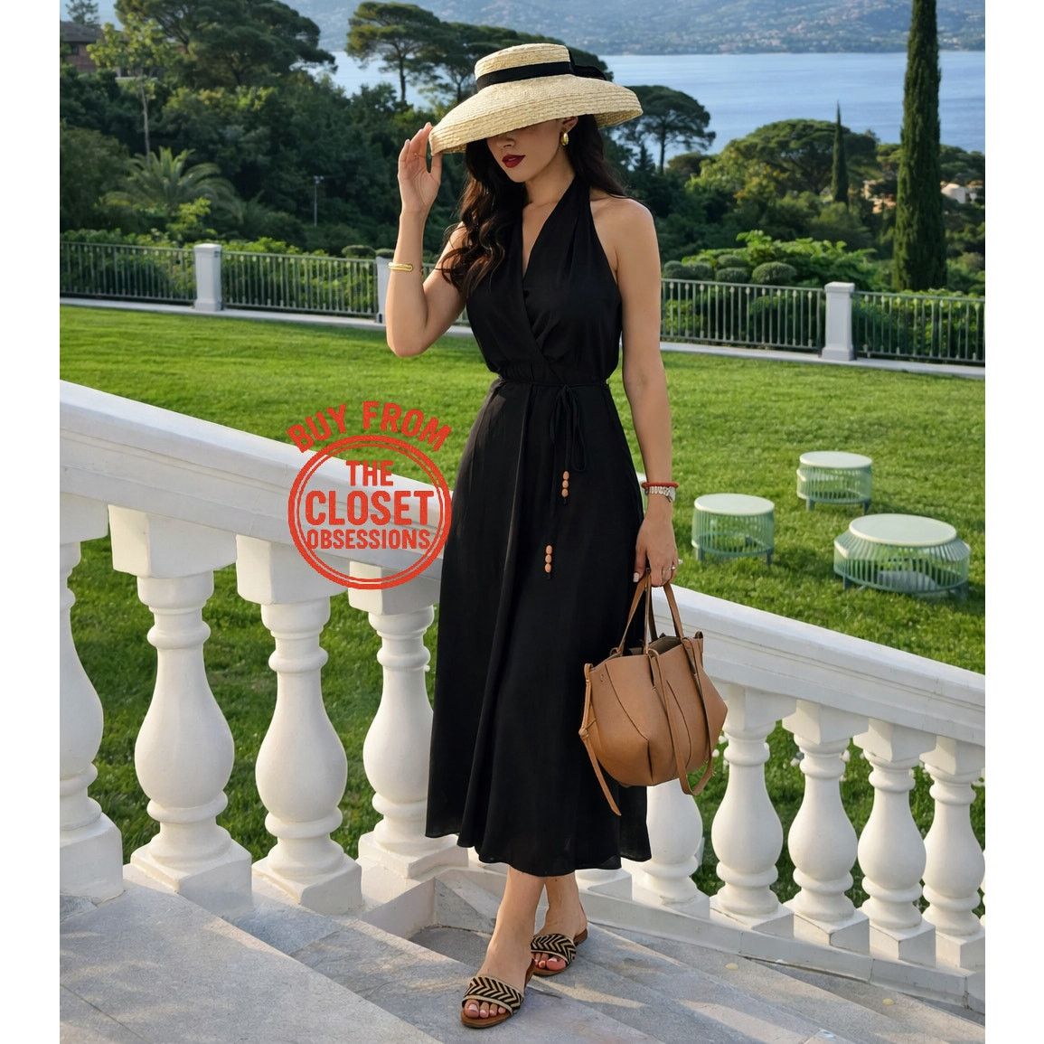 ZARA Blogger Fave Black Linen Blend Midi Dress NWT