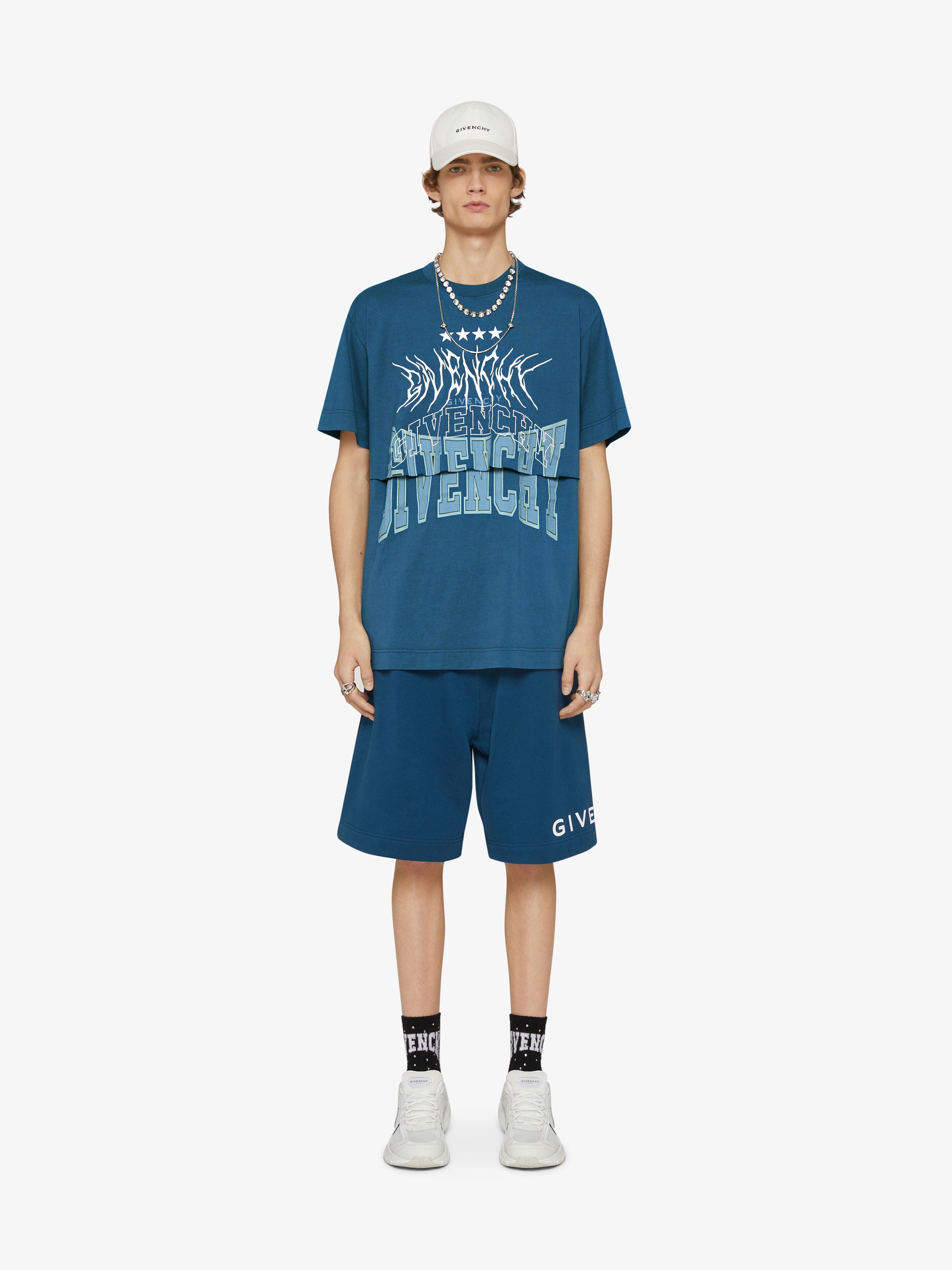 Givenchy Blue Layered Embroidered Multi Logo T-Shirt Size US M / EU 48-50 / 2 - 2 Thumbnail
