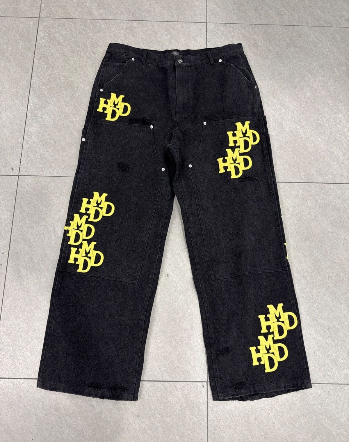 HMDD Happy Memories Dont Die Black Yellow Patch Pants Size US 36 / EU 52 - 1 Thumbnail