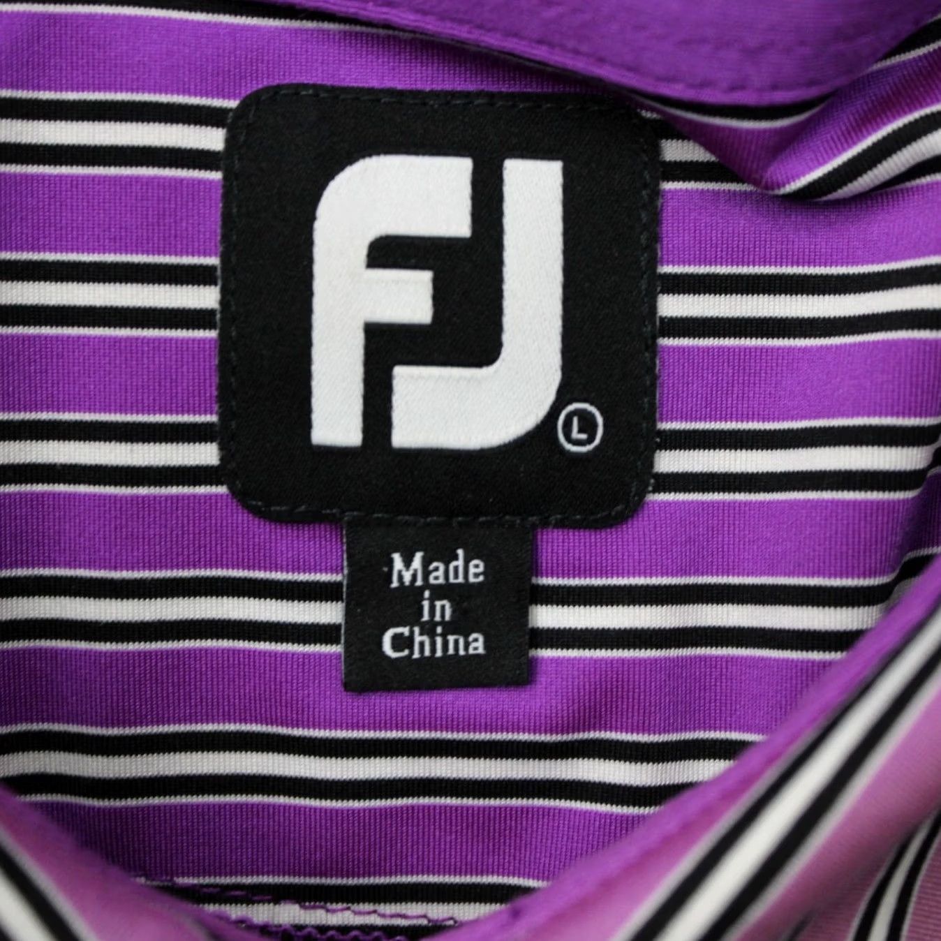 Footjoy FootJoy Polo Shirt Mens Large Purple Striped Short Sleeve Polyester Stretch Golf Shirt Size US L / EU 52-54 / 3 - 6 Thumbnail