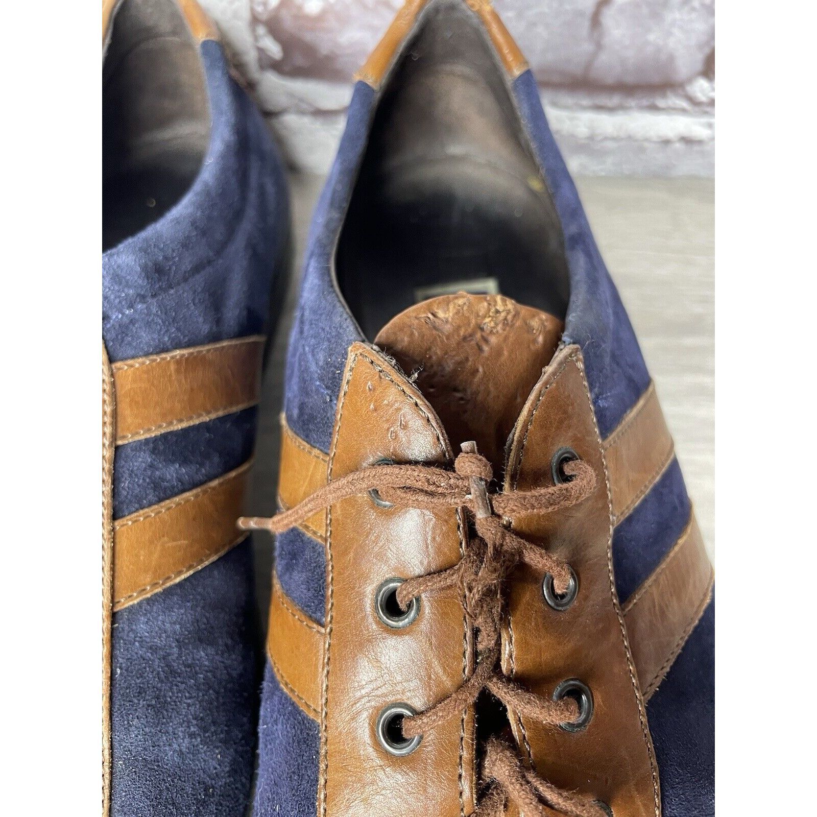 Cole Haan Bragano Blue Suede Brown Leather Bicycle Casual Lace Shoes M Size US 9.5 / EU 42-43 - 5 Thumbnail