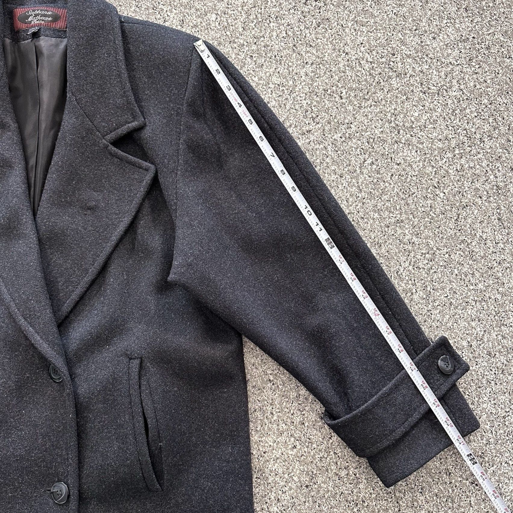 Doublet Stephanie Mathews Coat Womens 10 M Vintage Overcoat Wool Gray Tweed Long Sleeve Button Zip Hallmark Vintage Trench Size L / US 10 / IT 46 - 6 Thumbnail