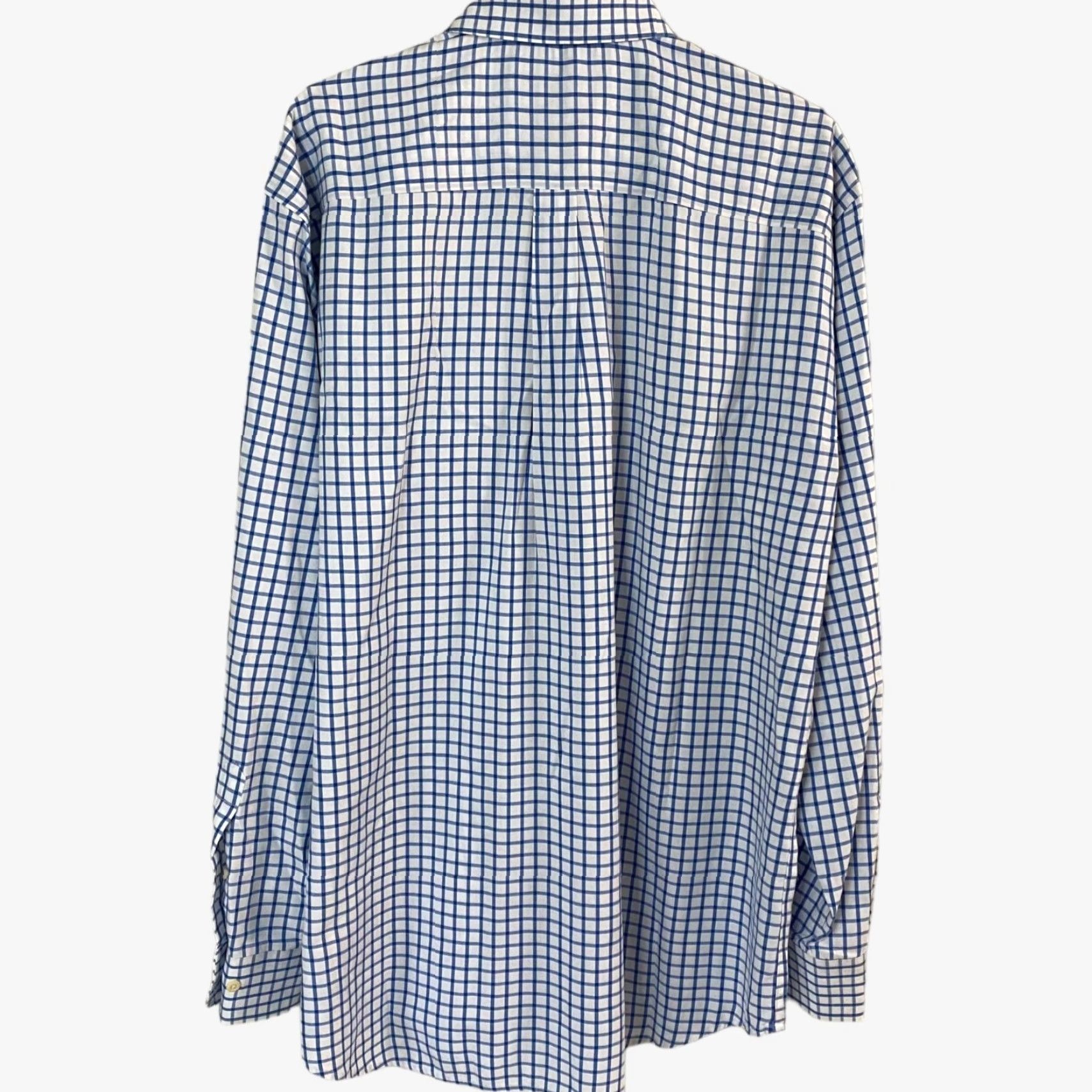 Peter Millar VINTAGE Peter Millar Nanoluxe Button-Down Shirt Mens Large Blue Check Long Sleeve Cotton Size US L / EU 52-54 / 3 - 3 Thumbnail