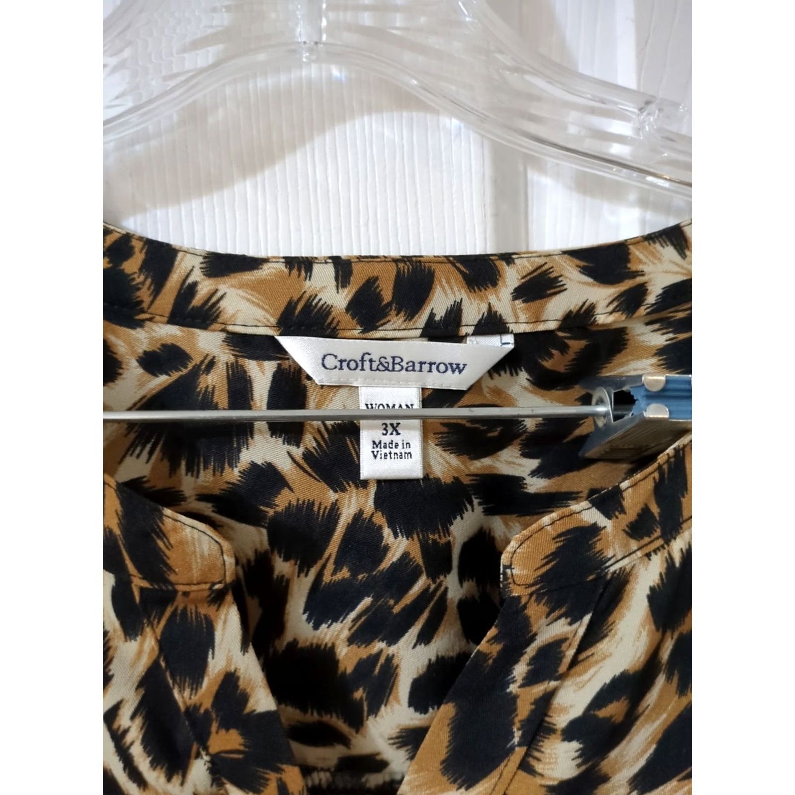 Croft & Barrow Croft & Barrow Womens 3XL Brown Leopard Animal Print Long Sleeve Blouse Size XXL / US 16-18 / IT 52-54 - 5 Thumbnail