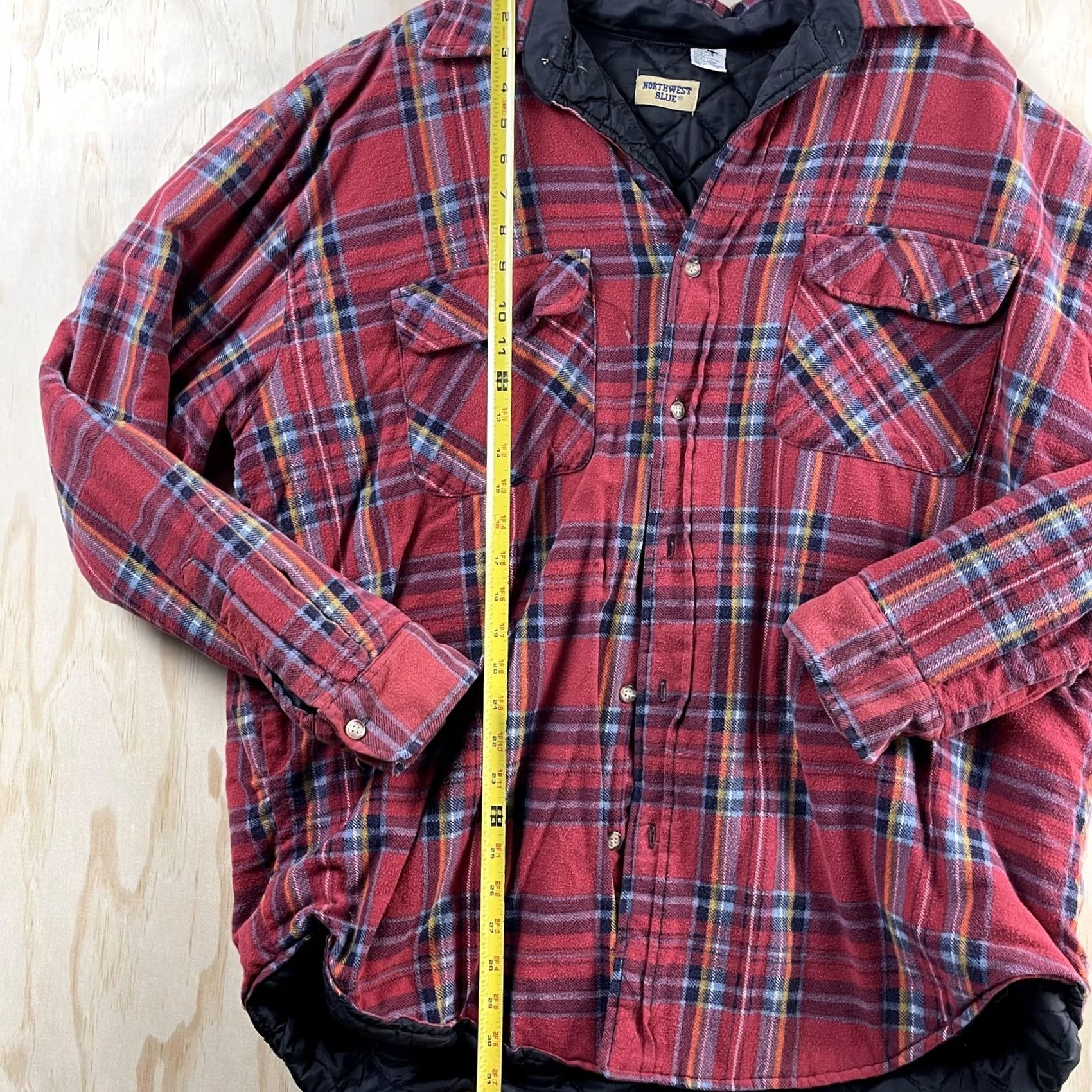Vintage VINTAGE Northwest Blue Shirt Jacket Mens XLT Red Plaid Quilted Workwear Flannel Size US XL / EU 56 / 4 - 3 Thumbnail