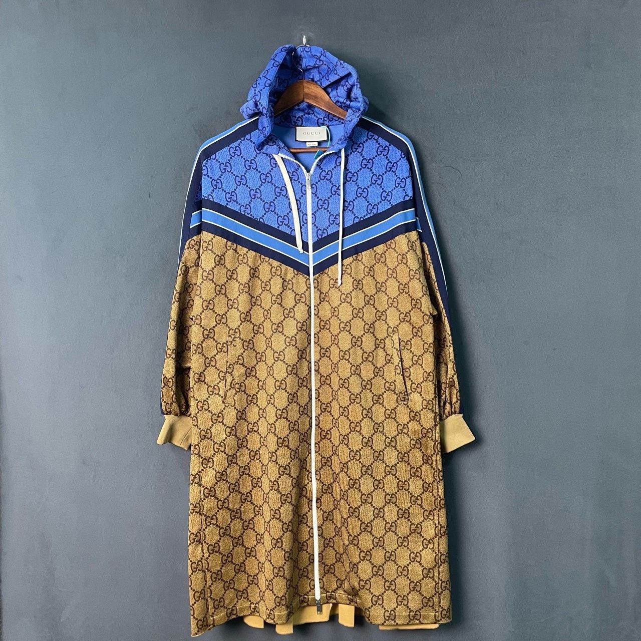 Gucci Gucci Blue-brown stitching full-print hooded jacket 2501-Ne Size US XXS / EU 40 - 1 Thumbnail