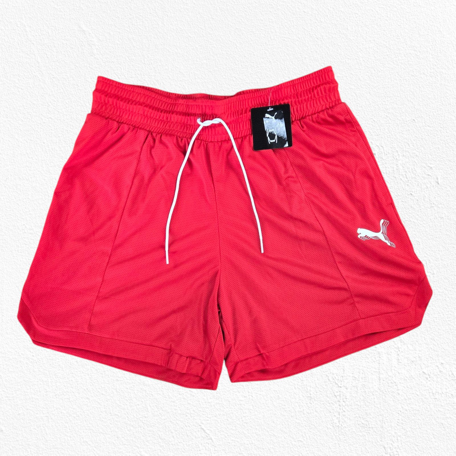 Puma Puma Hoops Red Athletic High Waisted Shorts Size Medium Size US 32 / EU 48 - 2 Thumbnail