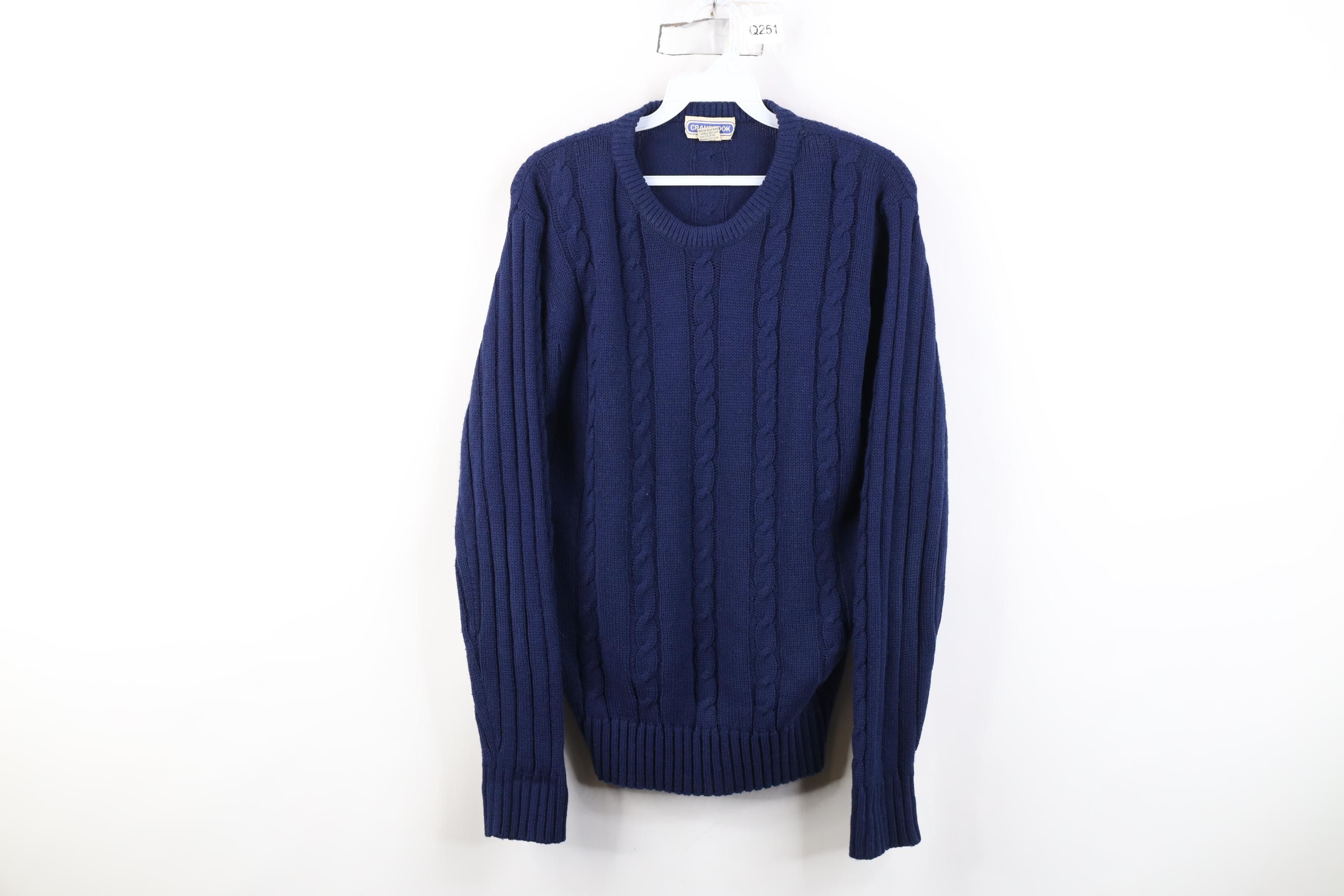 Vintage Vintage 70s 80s Streetwear Chunky Cable Knit Sweater Blue Size M / US 6-8 / IT 42-44 - 1 Thumbnail