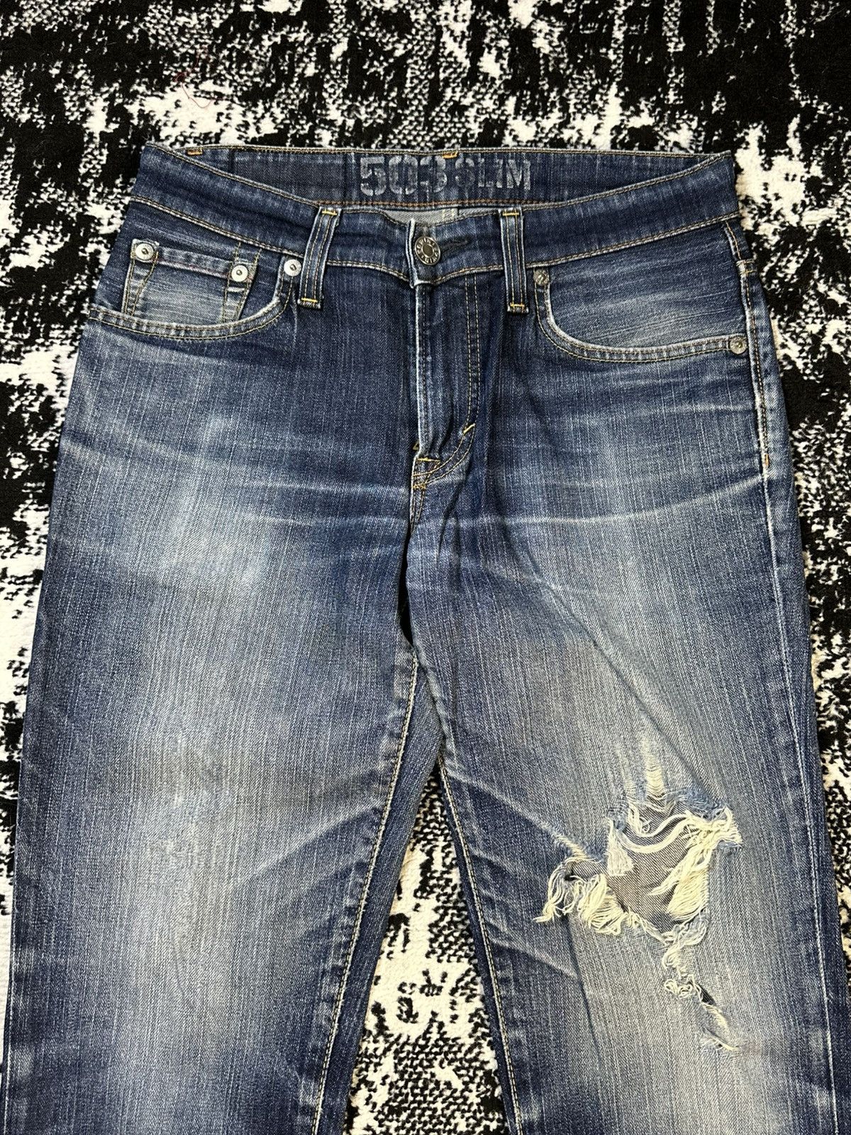 Undercover 2000s Flare Edwin 503 Blue Trip Mud Washed Denim Size US 30 / EU 46 - 3 Thumbnail