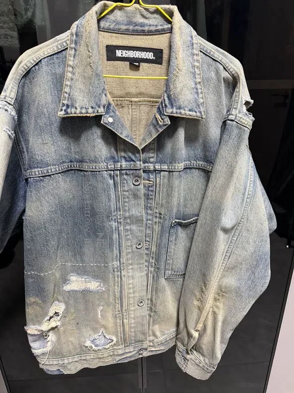 Neighborhood Neighborhood Collar Button Distressed Long Sleeve Denim Ja Size US XL / EU 56 / 4 - 2 Thumbnail