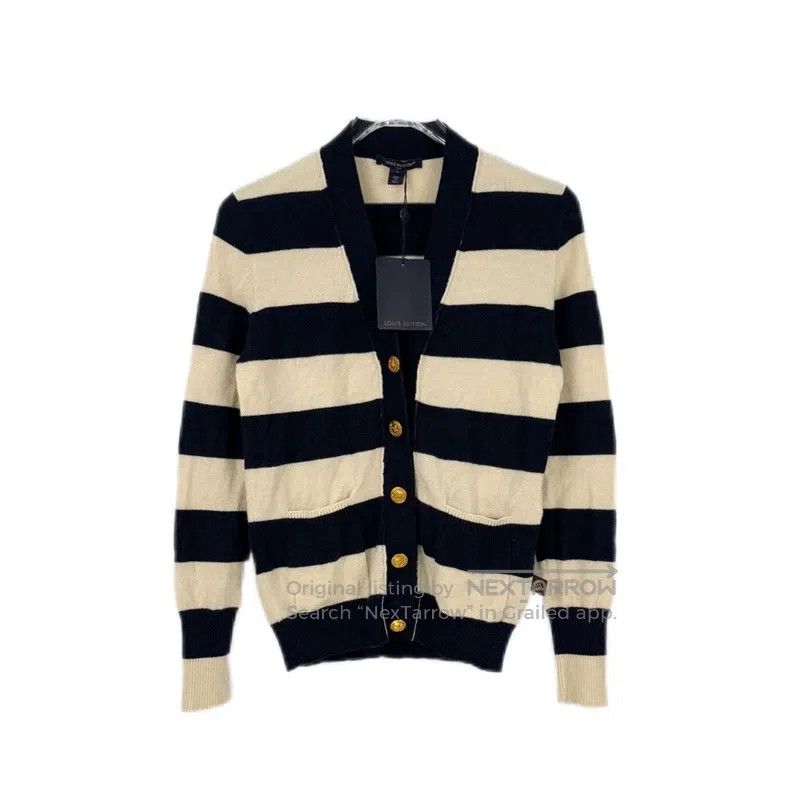 Louis Vuitton Louis Vuitton Beige Blue Wide Stripe Cashmere Gold Button Size US S / EU 44-46 / 1 - 1 Thumbnail