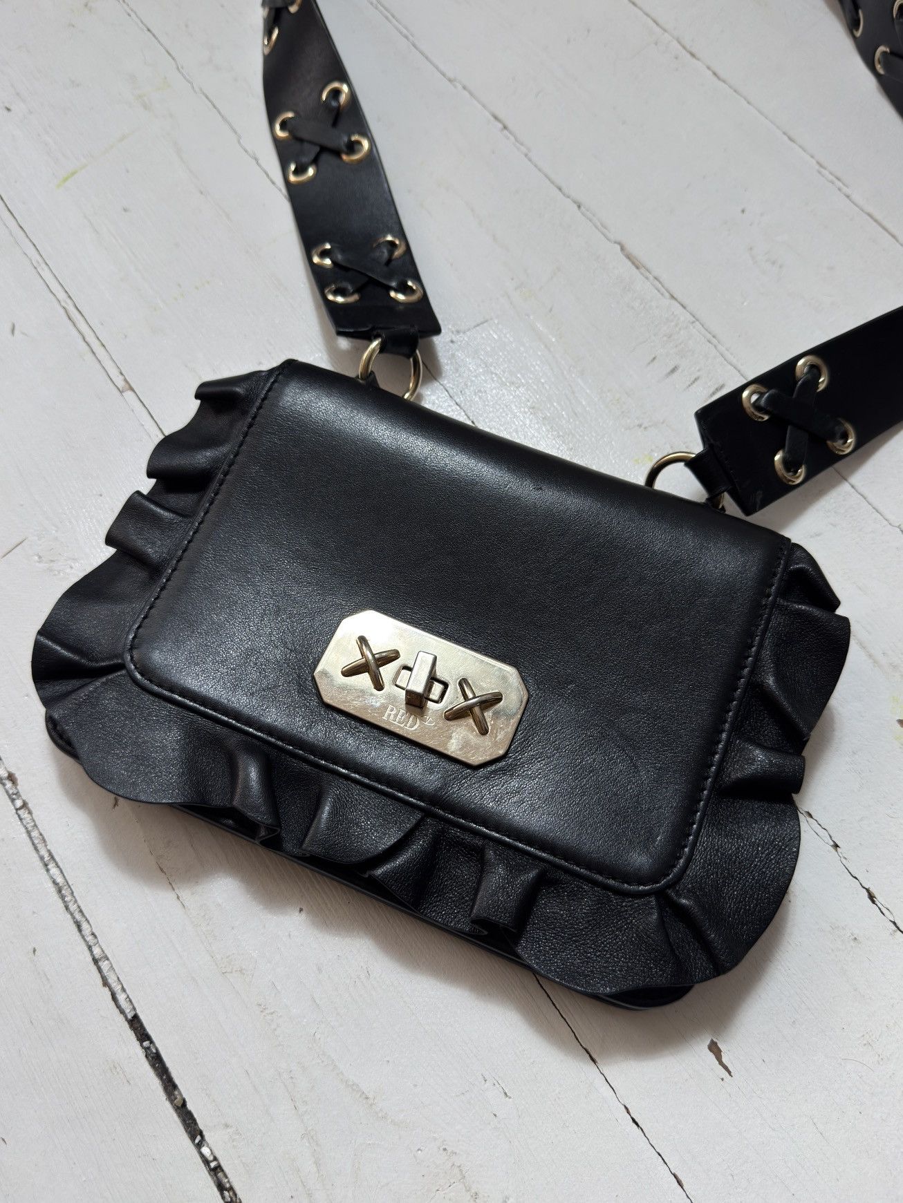 RED Valentino VINTAGE RED VALENTINO LEATHER 2000s RUFFLE HANDBAG Size ONE SIZE - 2 Thumbnail