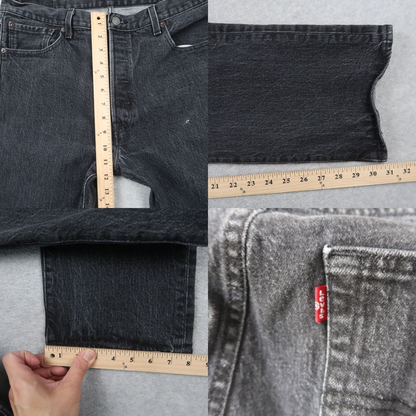 Levi's VINTAGE Levi's 501 Jeans Straight Denim Black Men Cotton Blend 36x32 Leather/Belt Loops Logo 5-Pocket USA 2000s Mens Size US 36 / EU 52 - 8 Thumbnail