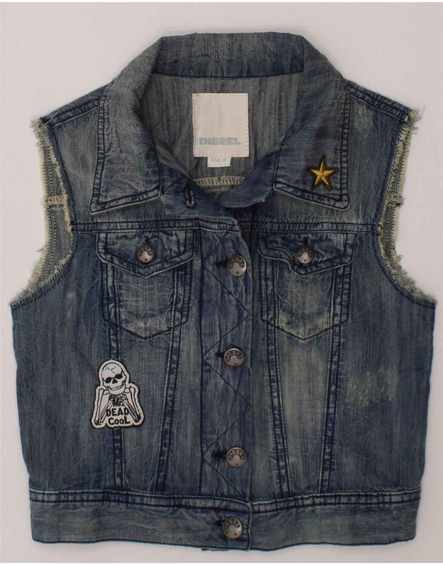 Diesel Girls Denim Gilet 9-10 Years Blue Cotton Size M / US 6-8 / IT 42-44 - 1 Thumbnail