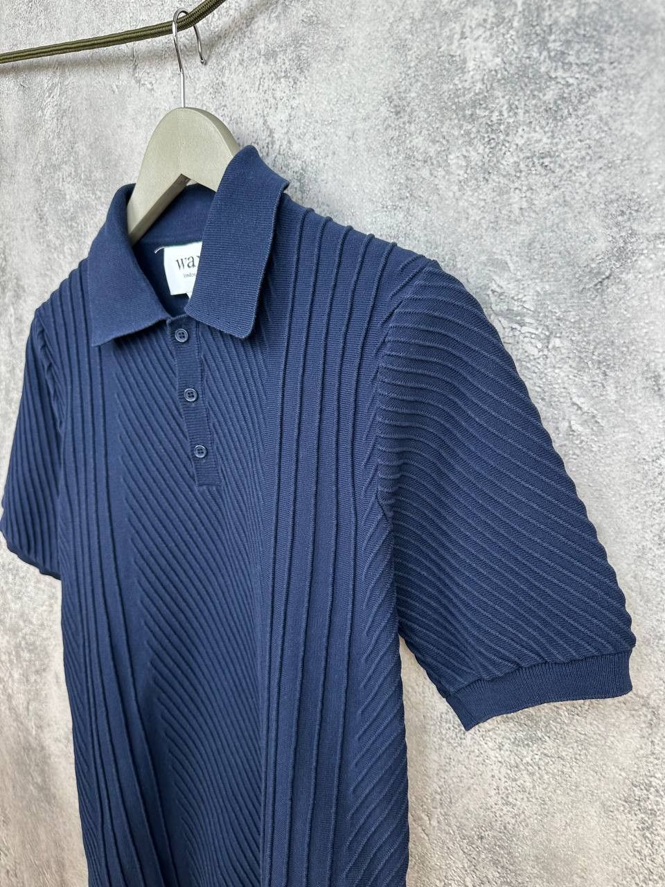 Wax London Wax London Naples Knit Polo Shirt Navy Ribbed SS Cuffs Size US S / EU 44-46 / 1 - 6 Thumbnail