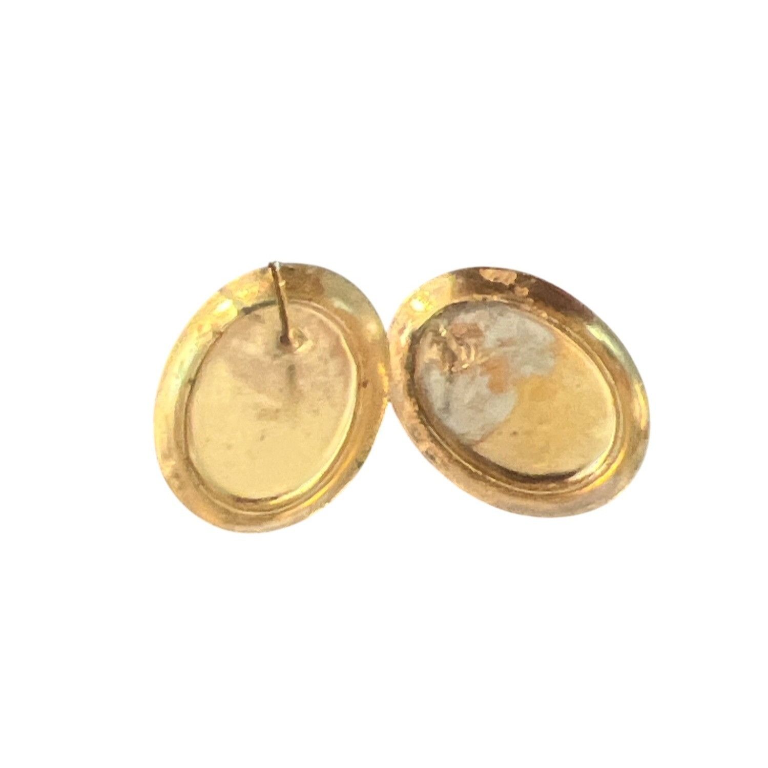 Other Vintage Gold Tone Leopard Jasper Stud Earrings Cabochon Dome Size ONE SIZE - 4 Thumbnail