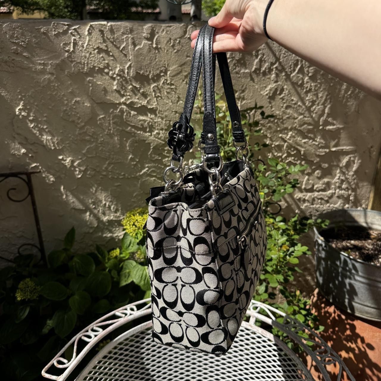 Coach Coach Black Monogramed Turnlock Shoulder Bag Size ONE SIZE - 5 Thumbnail
