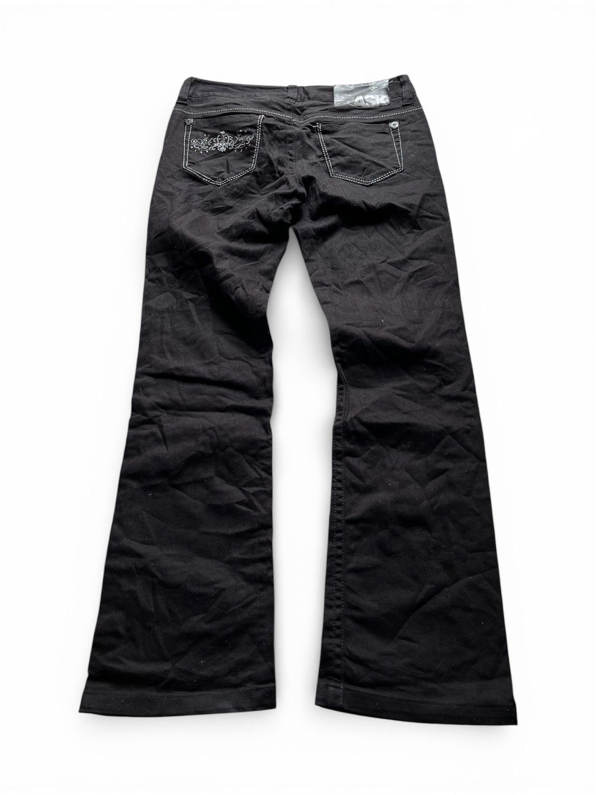 Tornado Mart 2000s A.S.K. Enquired black vkei flare glitter jeans Size US 29 - 2 Thumbnail