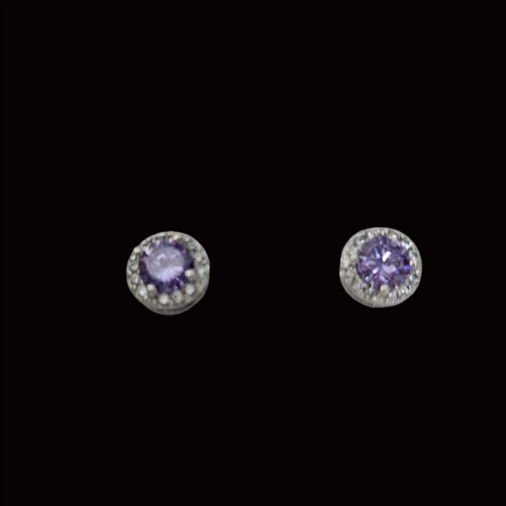 The Unbranded Brand Elegant Round Halo Amethyst & White Topaz Stud Earrings Size ONE SIZE - 3 Thumbnail