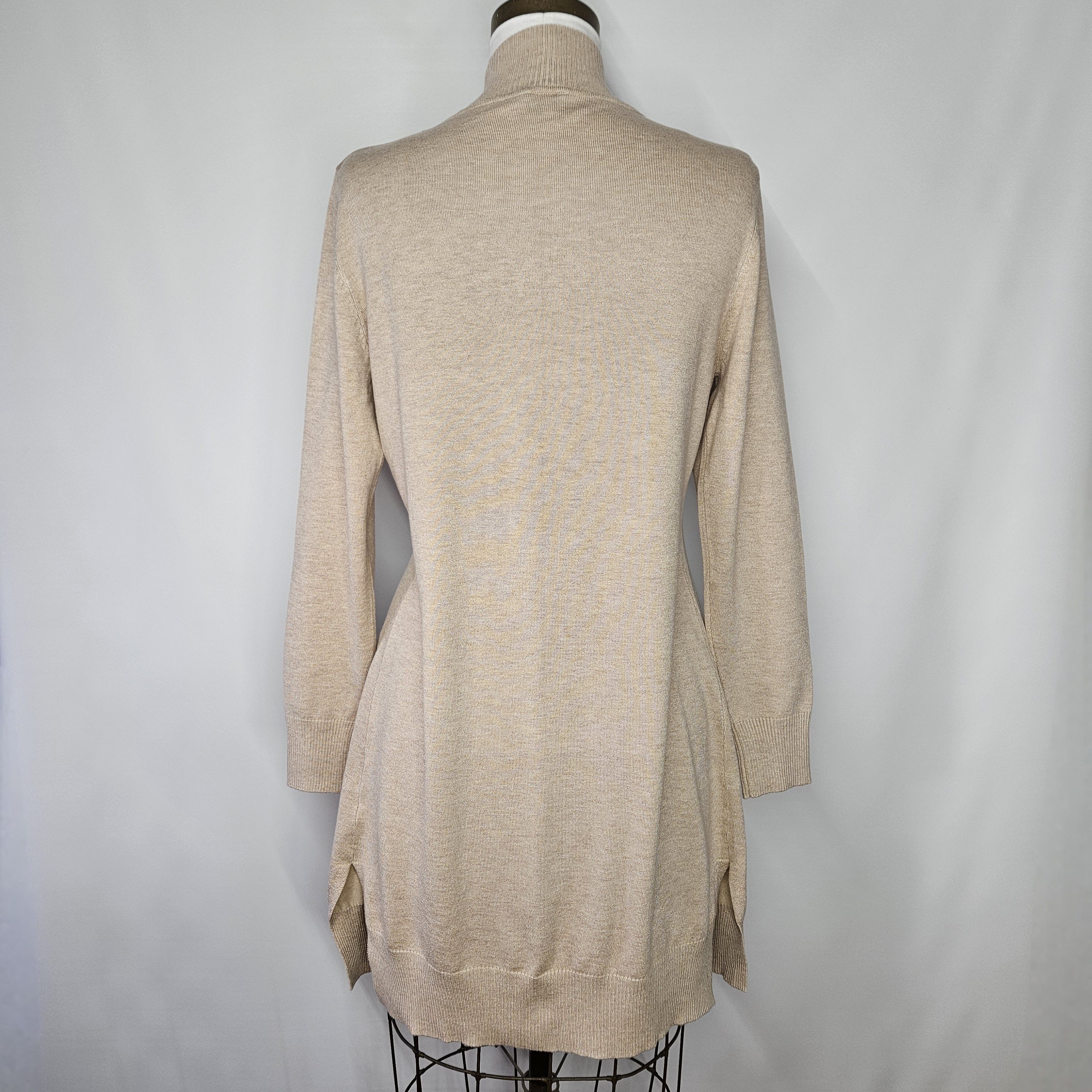 Other Cielo Size L/XL Duster 34" Cardigan Beige Khaki Open Front Size L / US 10 / IT 46 - 3 Thumbnail